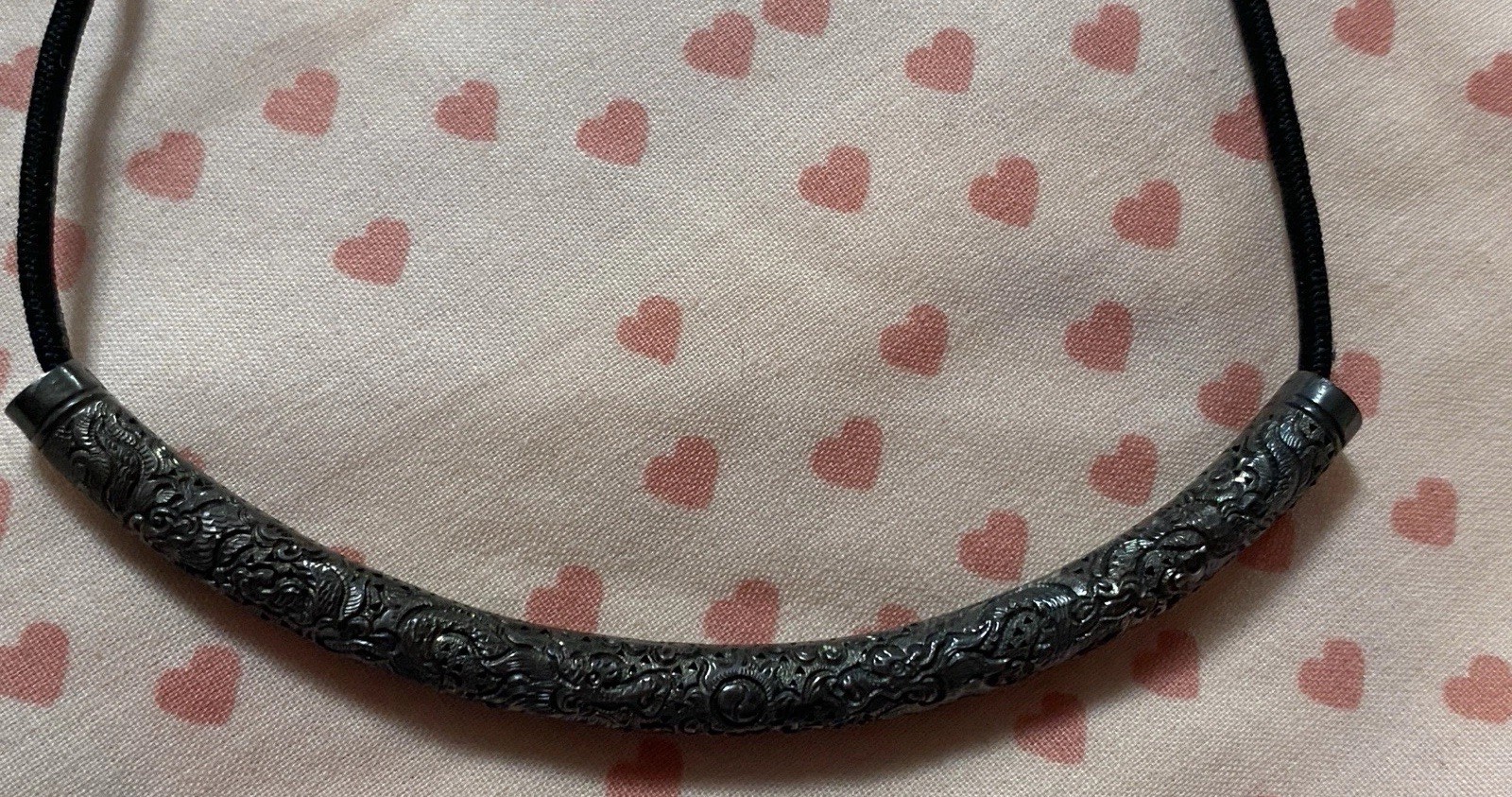 Vintage Vietnam 980 Silver Dragon Tube Necklace PHUC TIN 98% 22.5” Yin Yang