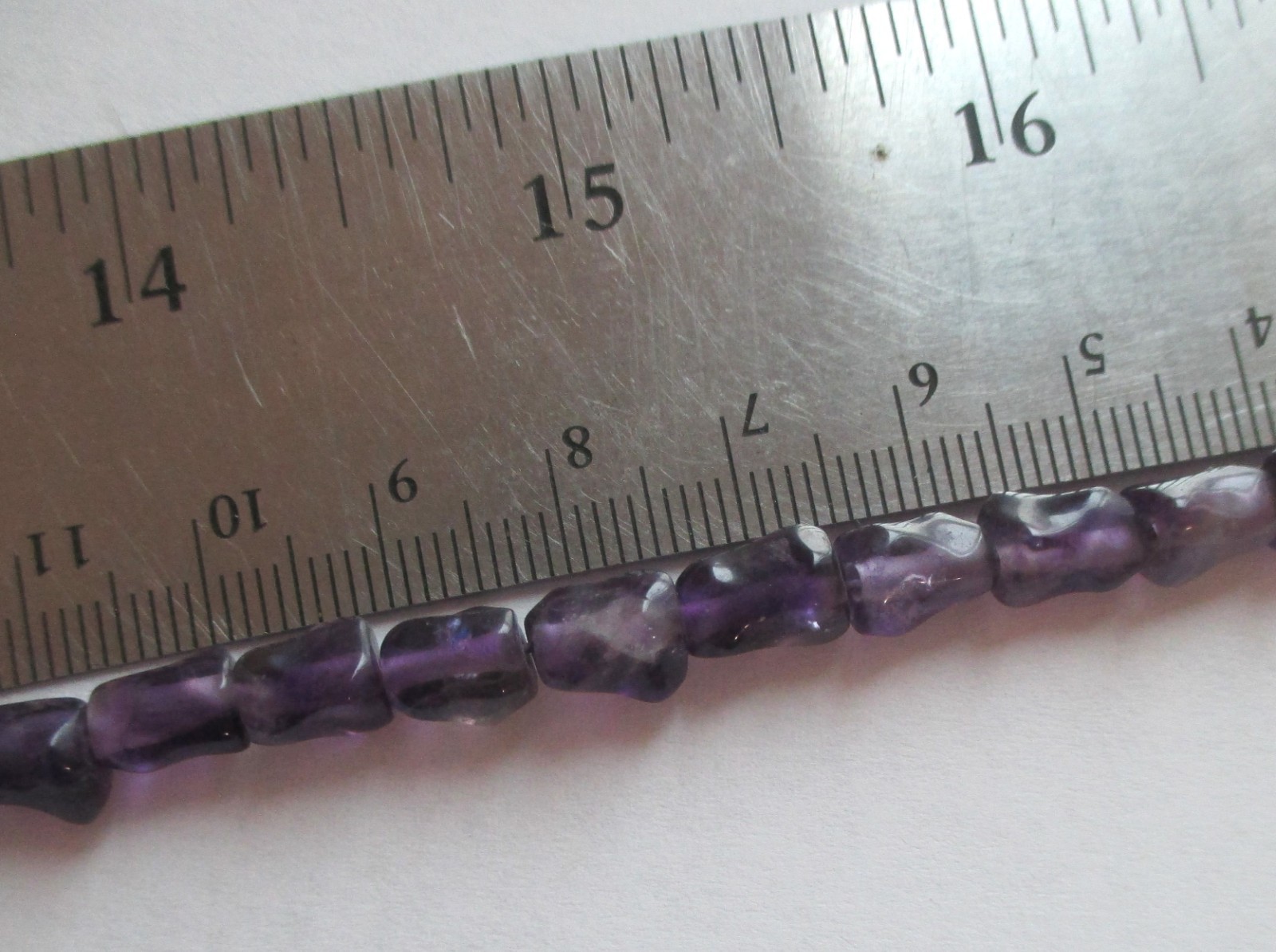 26in VINTAGE CHINESE EXPORT AMETHYST BEAD NECKLACE STERLING SILVER FLOWER CLASP