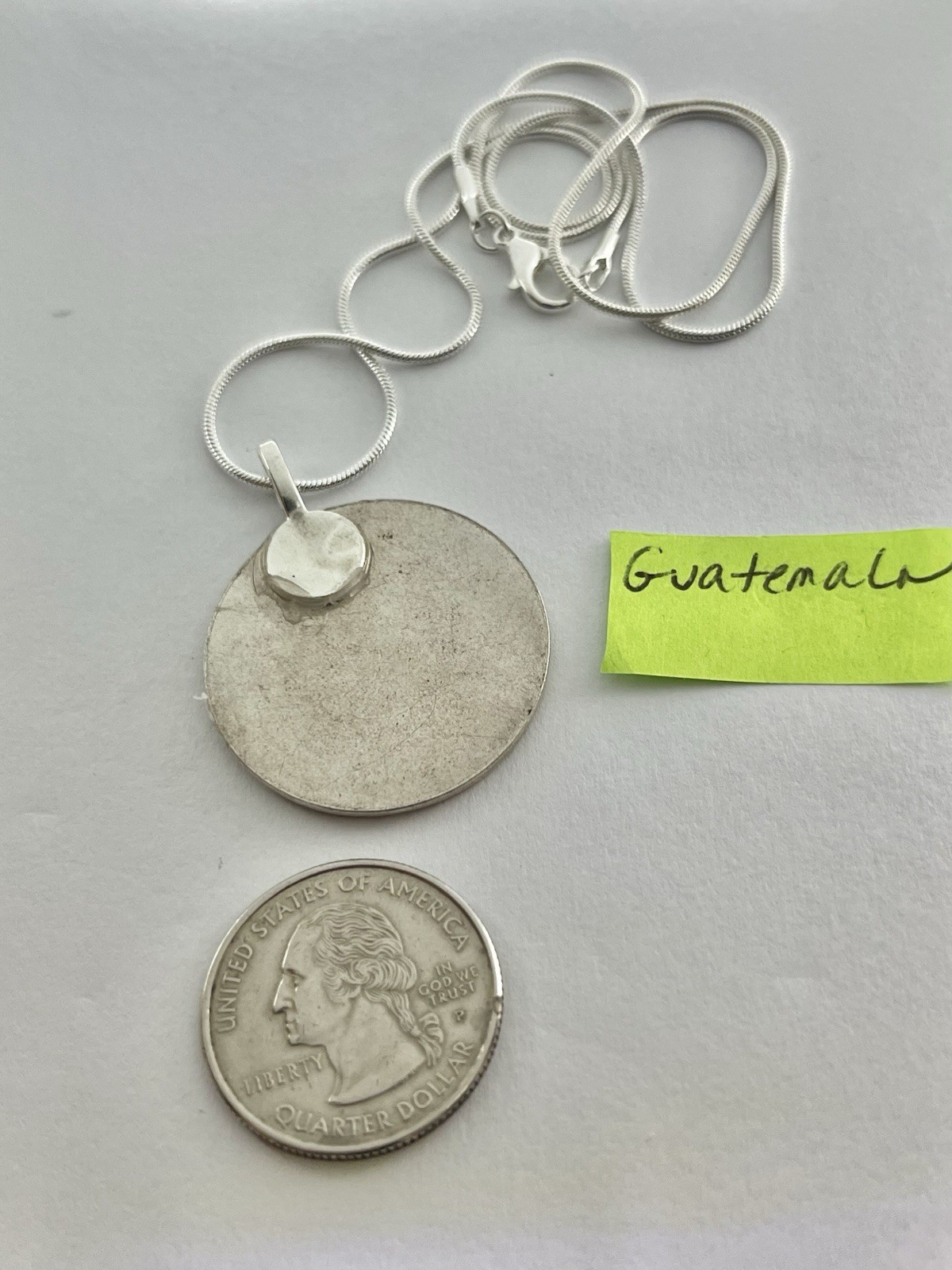 Vintage Upcycled Guatemala Beach Harbor Scene Enamel Travel Souvenir Pendant Fob