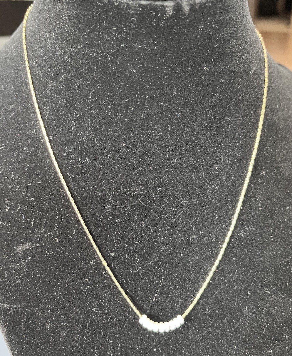 Vintage Lucite Beads Gold Tone Dainty Wheat Link Chain Lobster Clasp Adjustable