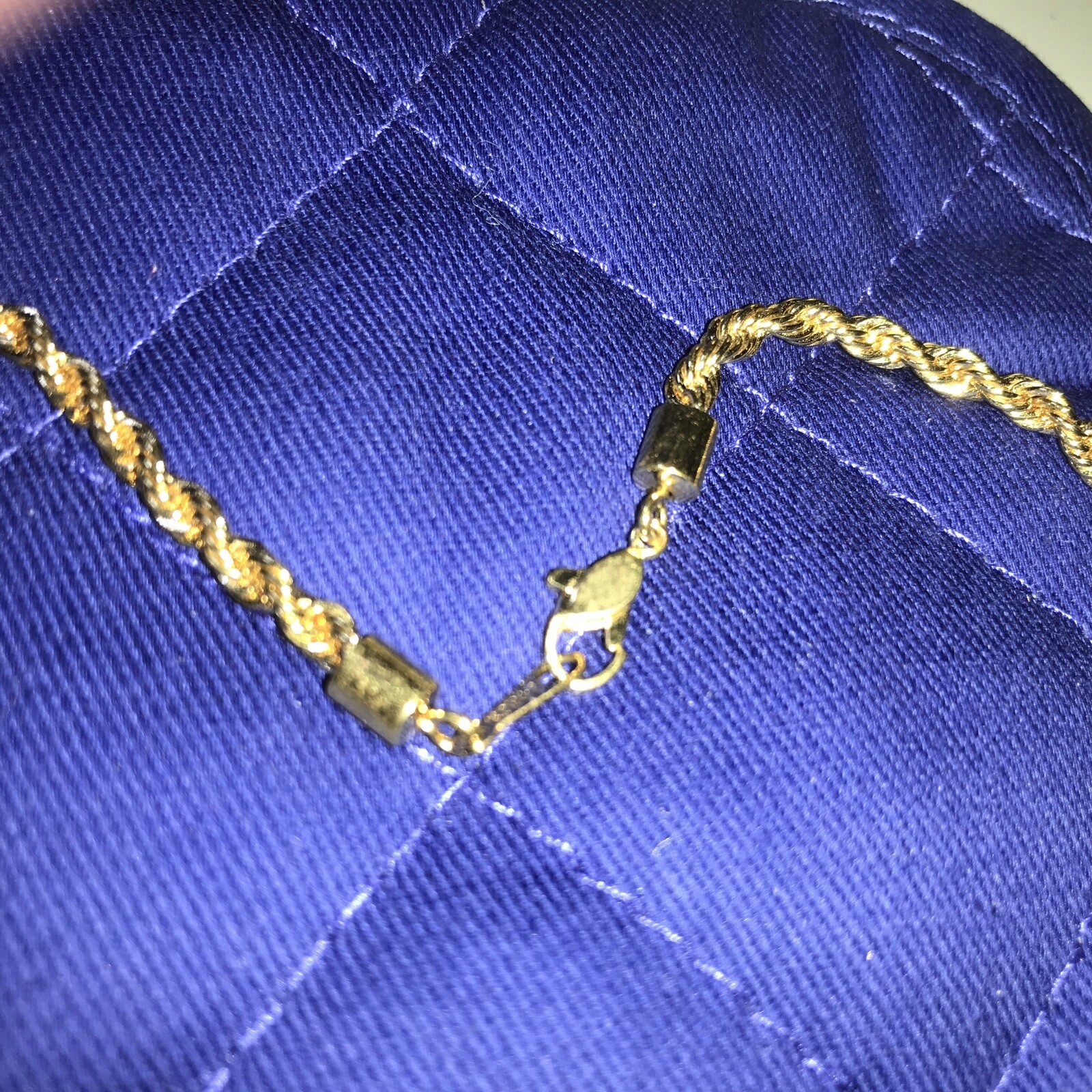 Vintage 16-in Gold Tone Rope Necklace Lobster Claw Clasp Signed Korea