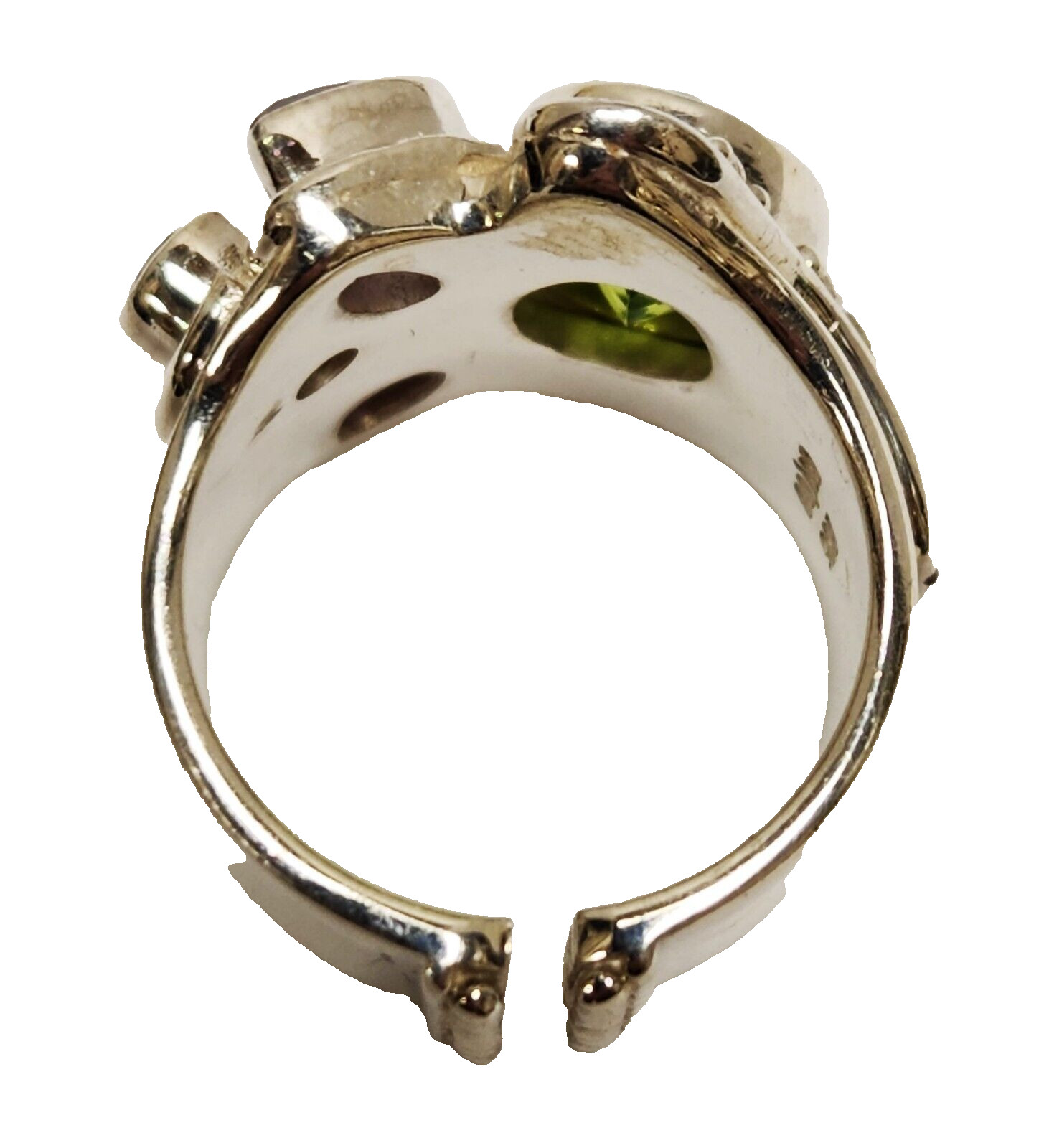 Sajen Bezel Set Peridot Iolite Amethyst 925 Sterling Silver Ring US size 5