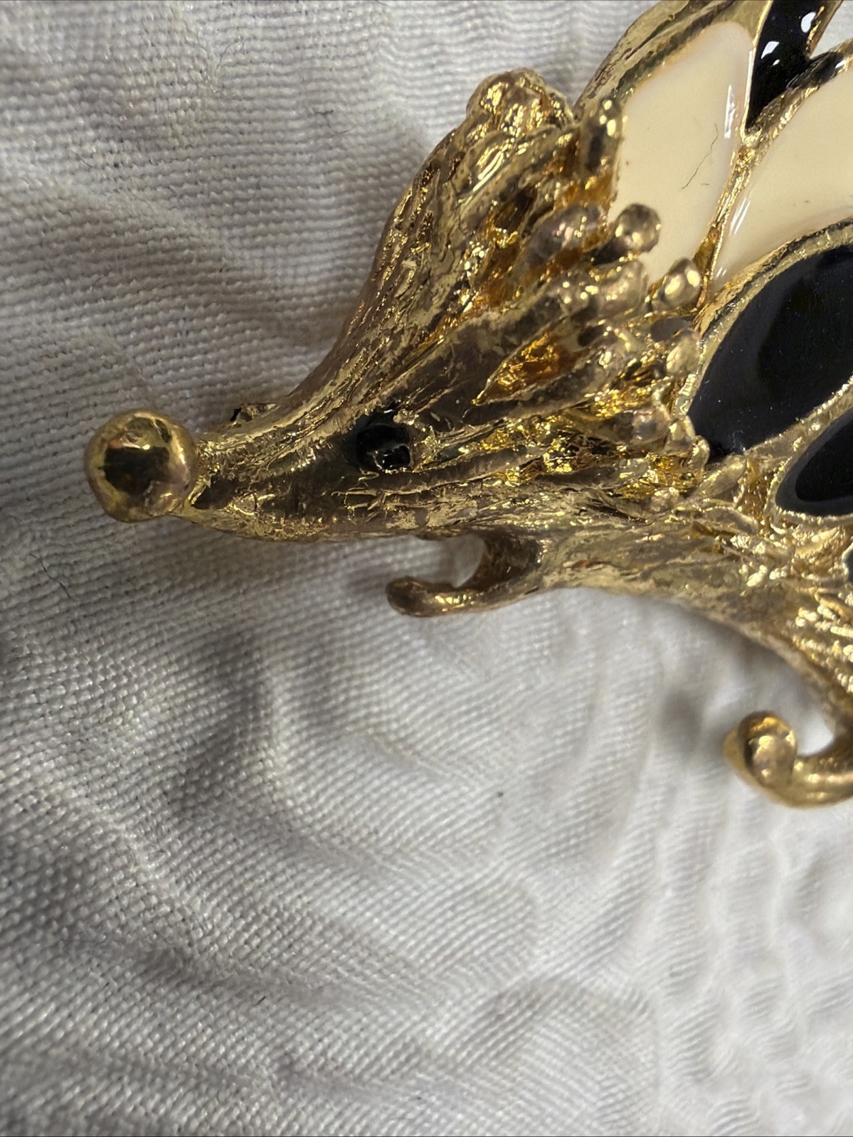 Vintage Gold Tone Enamel Hedgehog Brooch