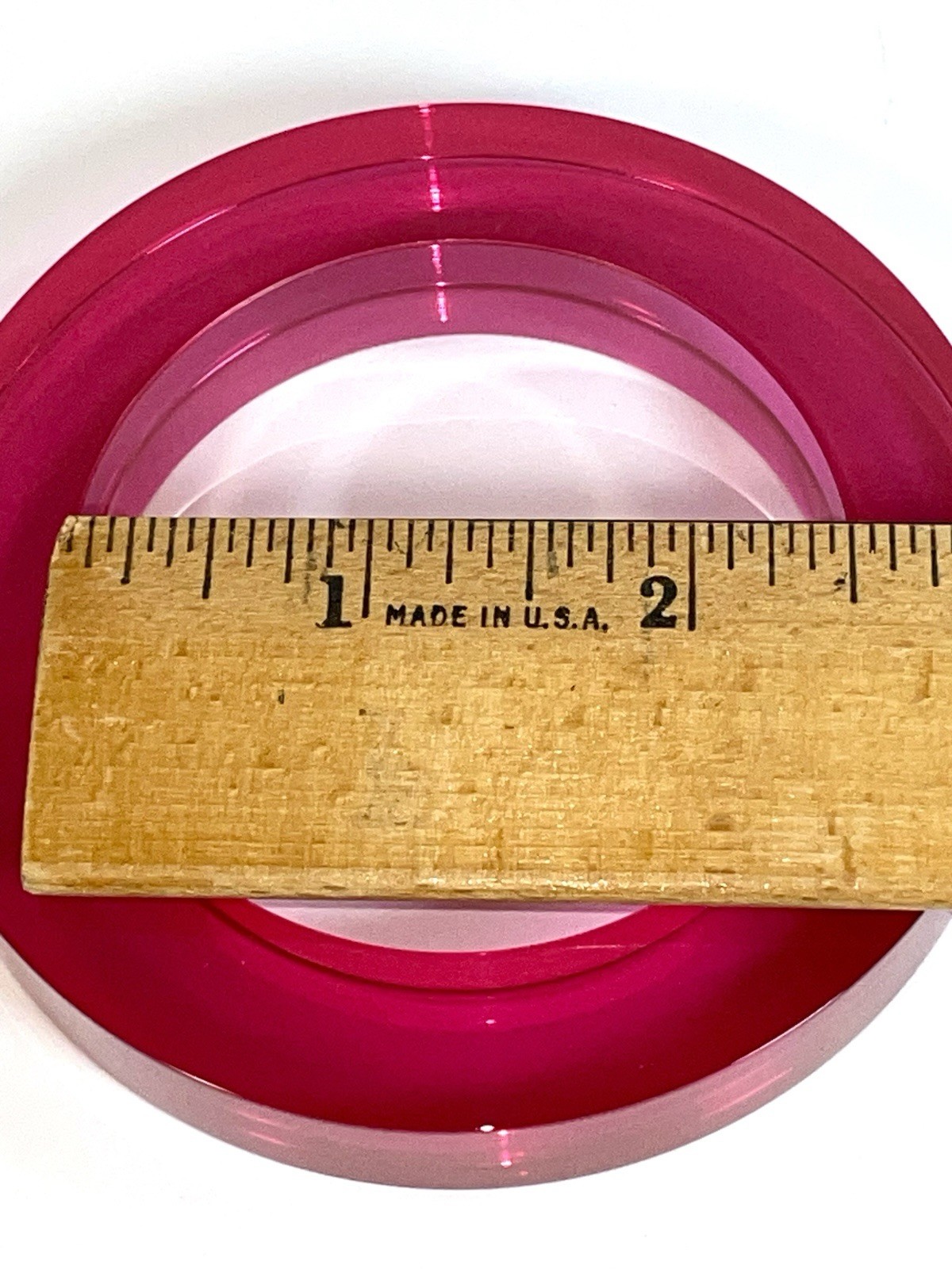 Lucite Bangle Bracelet Acrylic Hot Pink Chunky Round Fuchsia Estee Lauder Vtg 8”