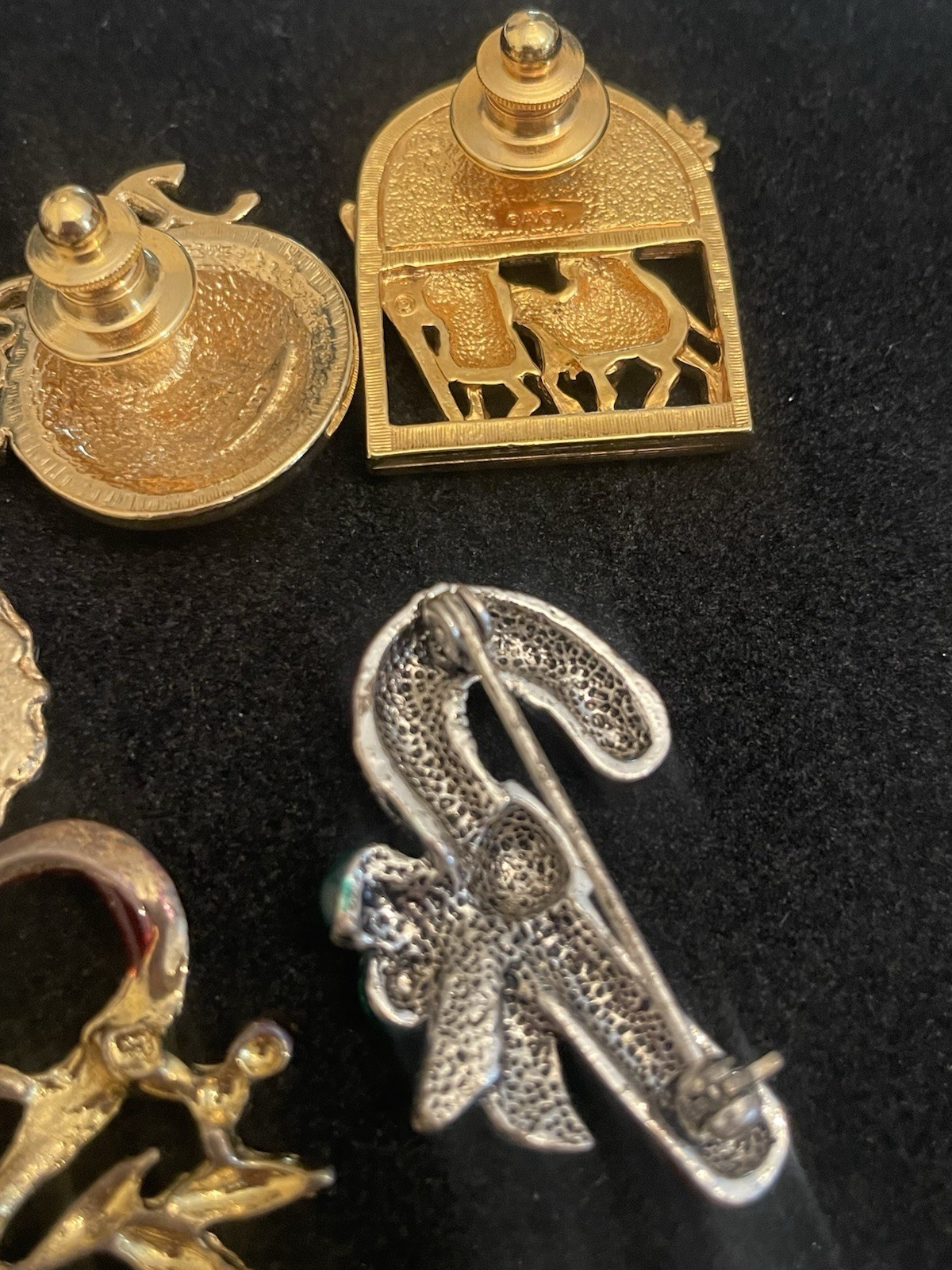 VTG Christmas Brooch Pin Lot ENAMEL RHINESTONE Santa Angel Cane Wise Men Noel