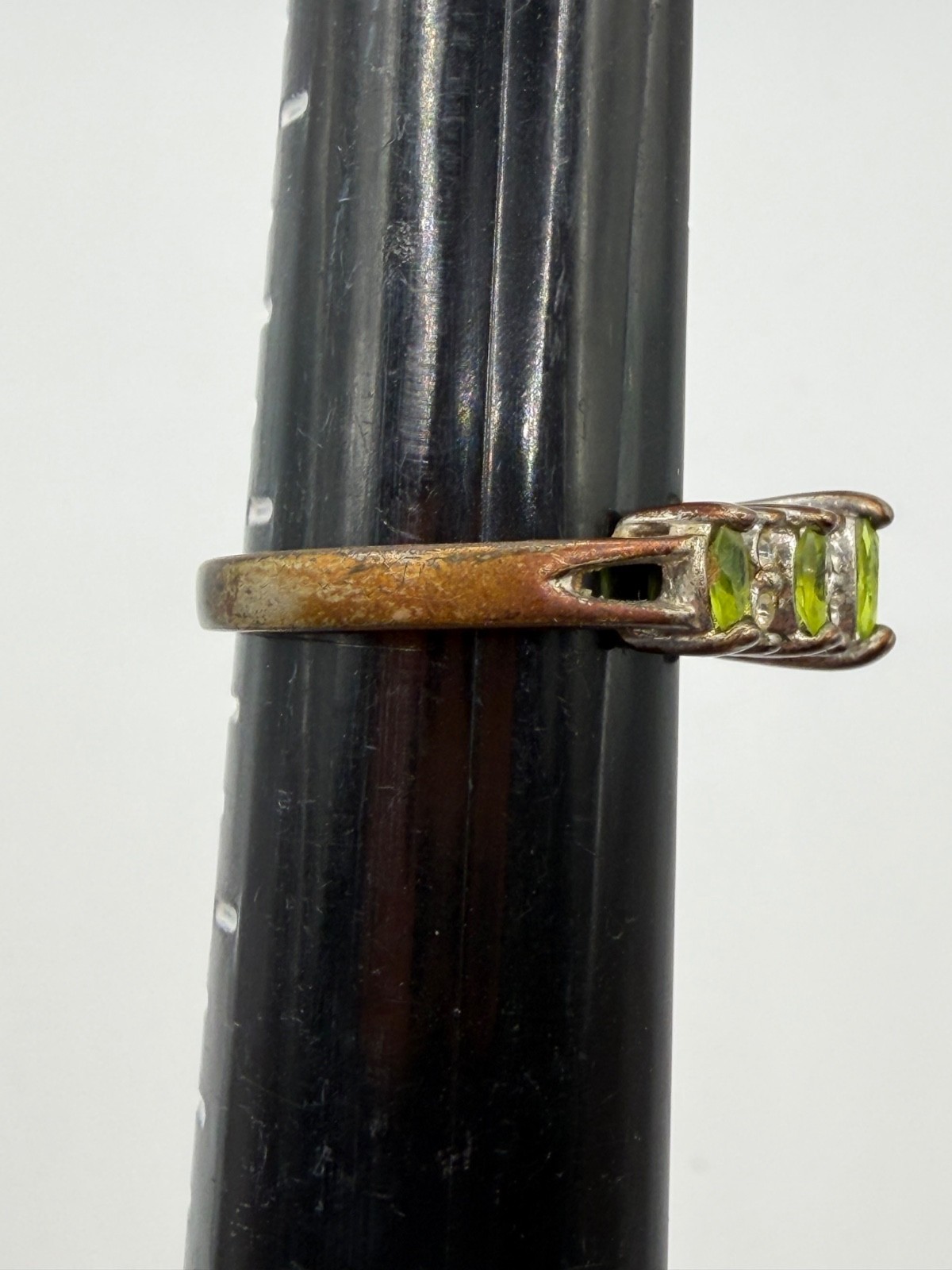 VINTAGE RING MARQUISE-CUT PERIDOT ROUND CUBIC ZIRCONIA GEMSTONES SIZE 7.25