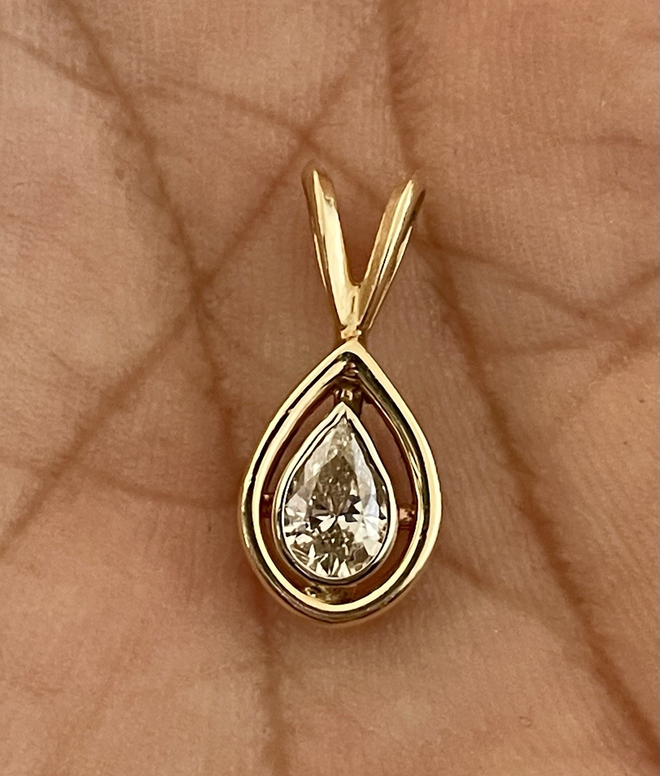 14K Yellow Gold 0.35CT Diamond Solitaire Pendant (BU150)