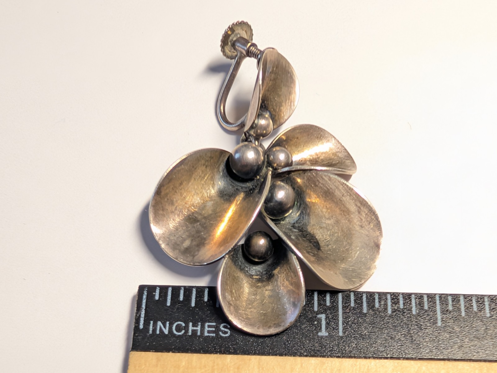 VINTAGE STERLING SILVER N.E. FROM DENMARK EARRINGS SIGNED HALLMARKED SCREWBACK