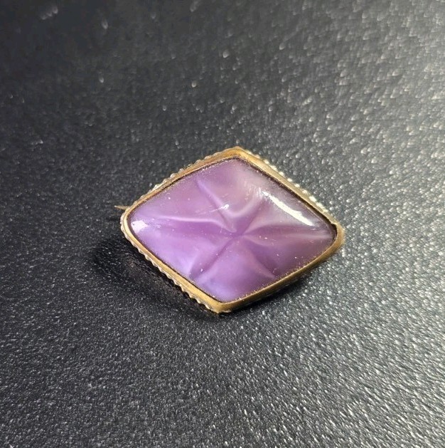 Antique Art Deco Czech Glass Brass Brooch