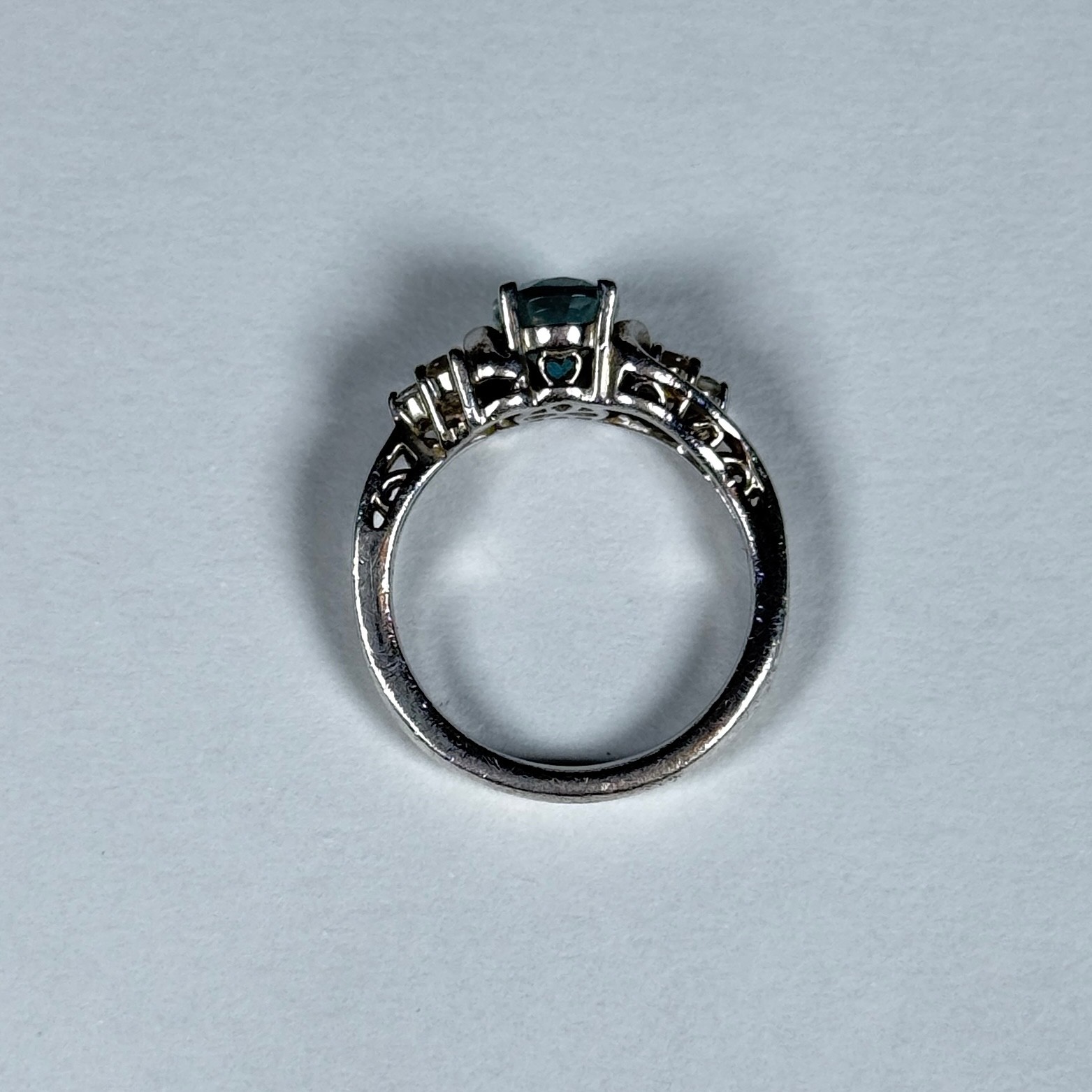 Vintage Sterling Silver 925 Blue Topaz with Clear Topaz Accents 7us Size 3.72g