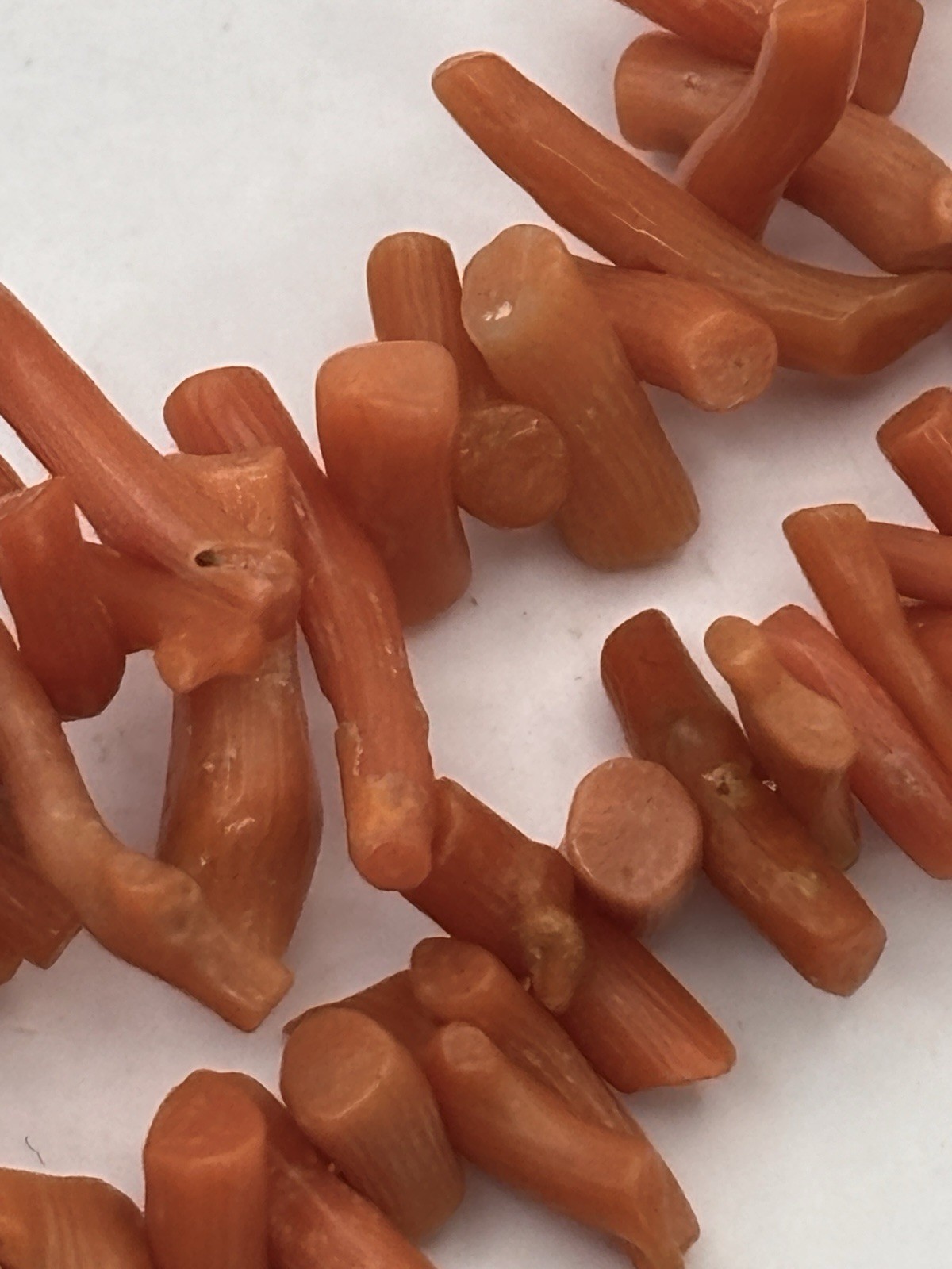 Vintage Red Orange Coral Branch Necklace Choker Double Strand Natural 43+ Grams