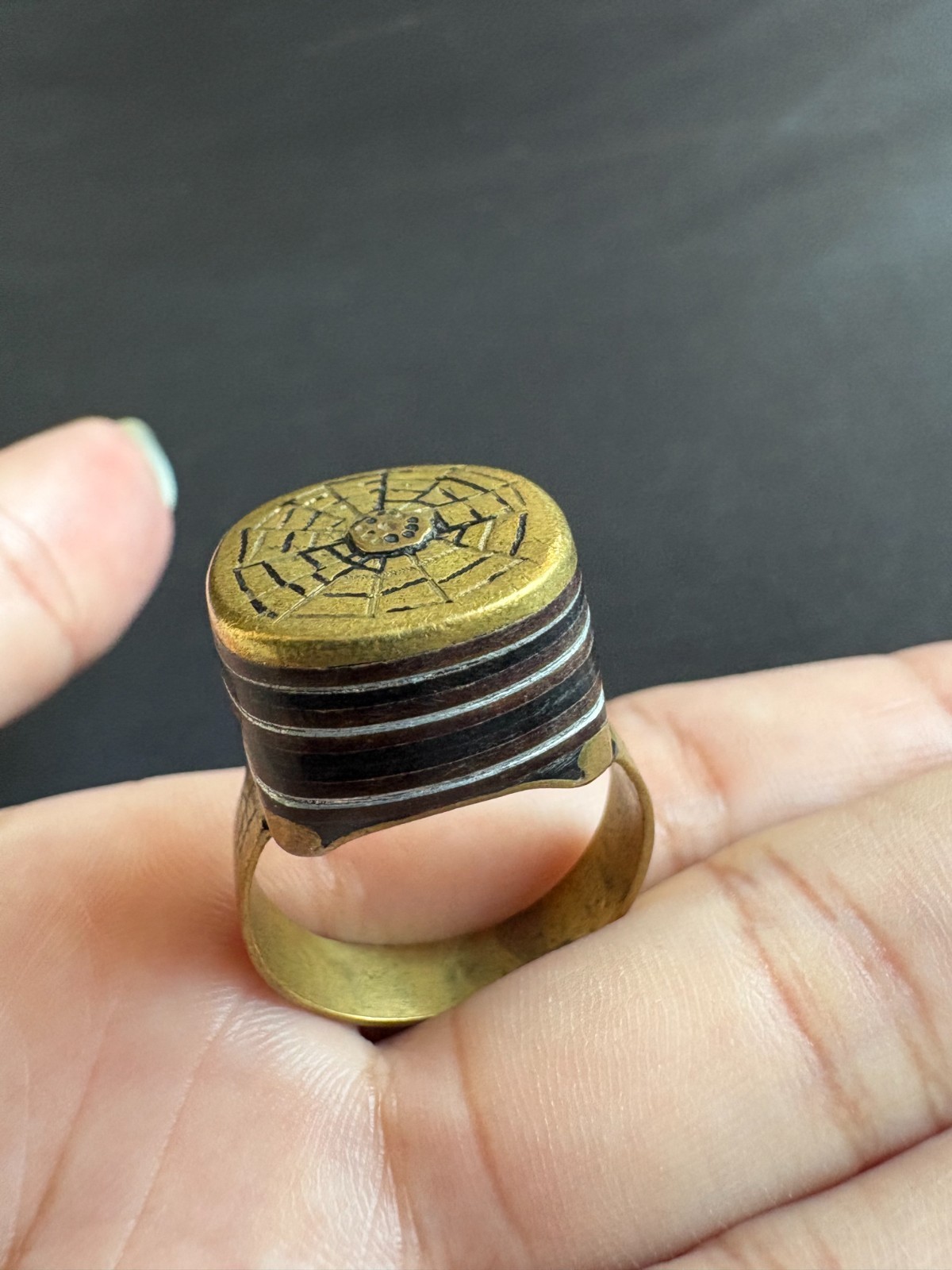 Vintage Moroccan Tuareg Brass Ring Berber Sahara Handmade Ring Brass Size 11 US