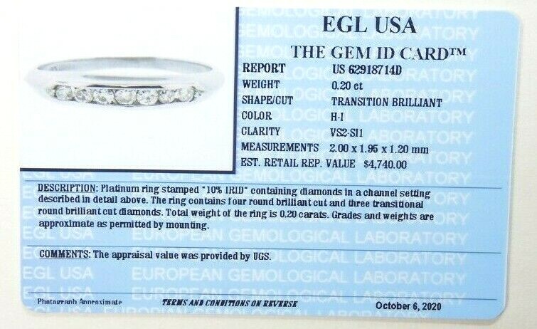 Antique Art Deco Diamond Wedding Band Platinum Ring Size 6.5 UK-M1/2 EGL USA