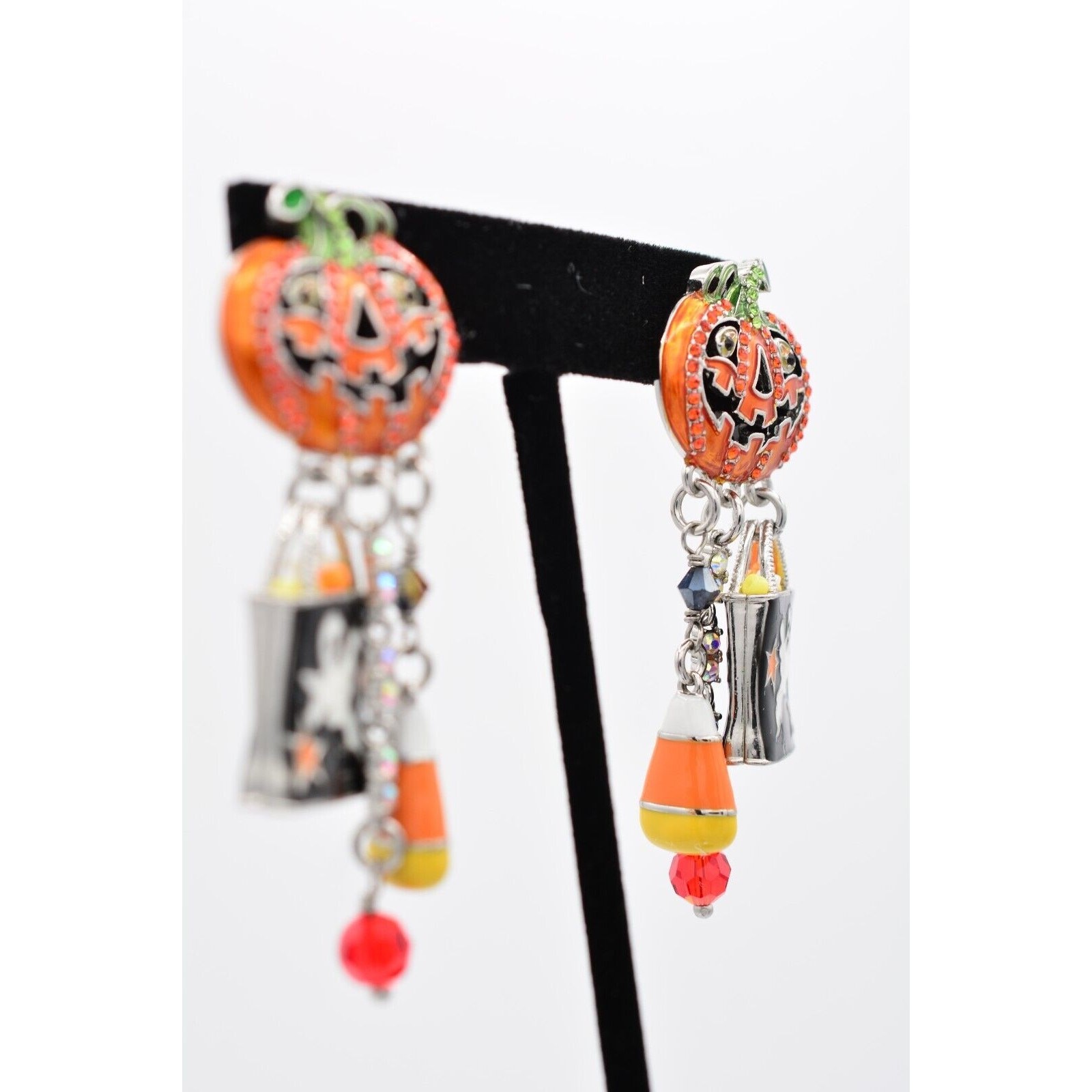 Ritzy Couture Esme Lunch Ritz Vintage Halloween Earrings Pumpkin Signed Bin1