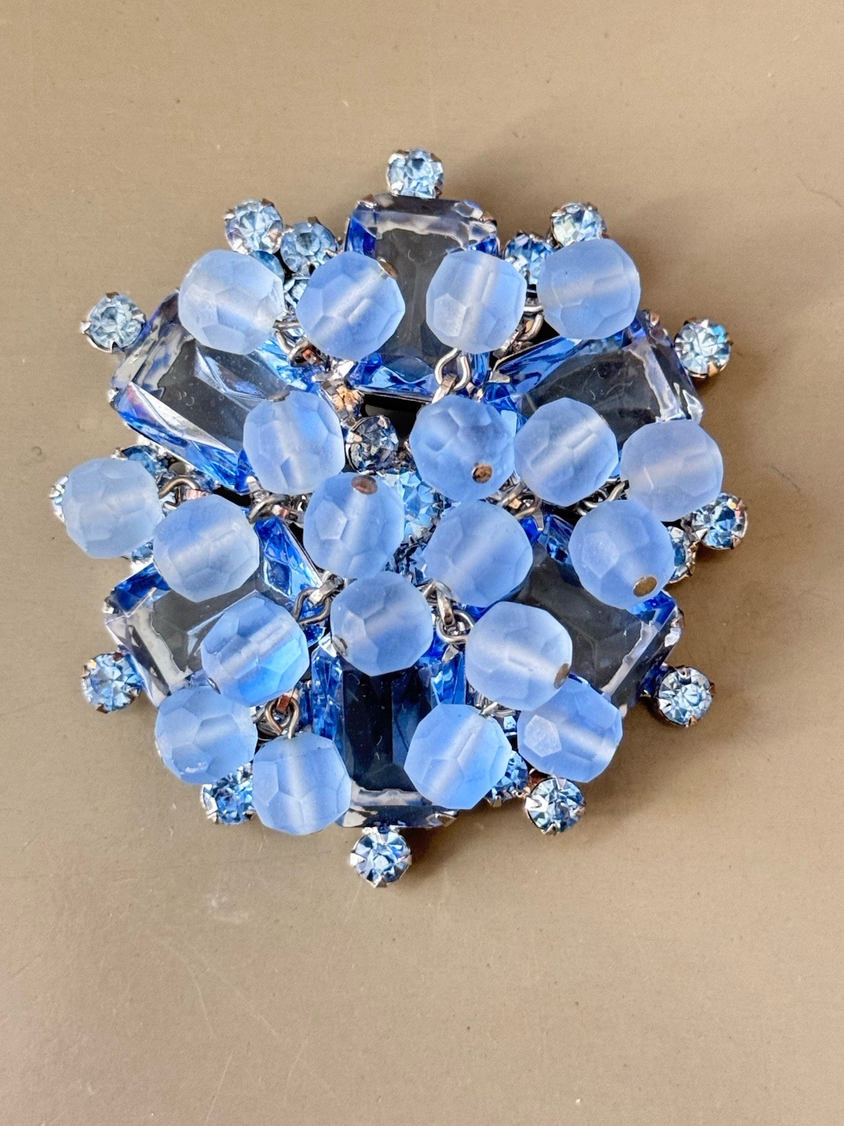 Vintage Verified JULIANA Bracelets, Brooch & Earring Set, Blue Octagon & Beads