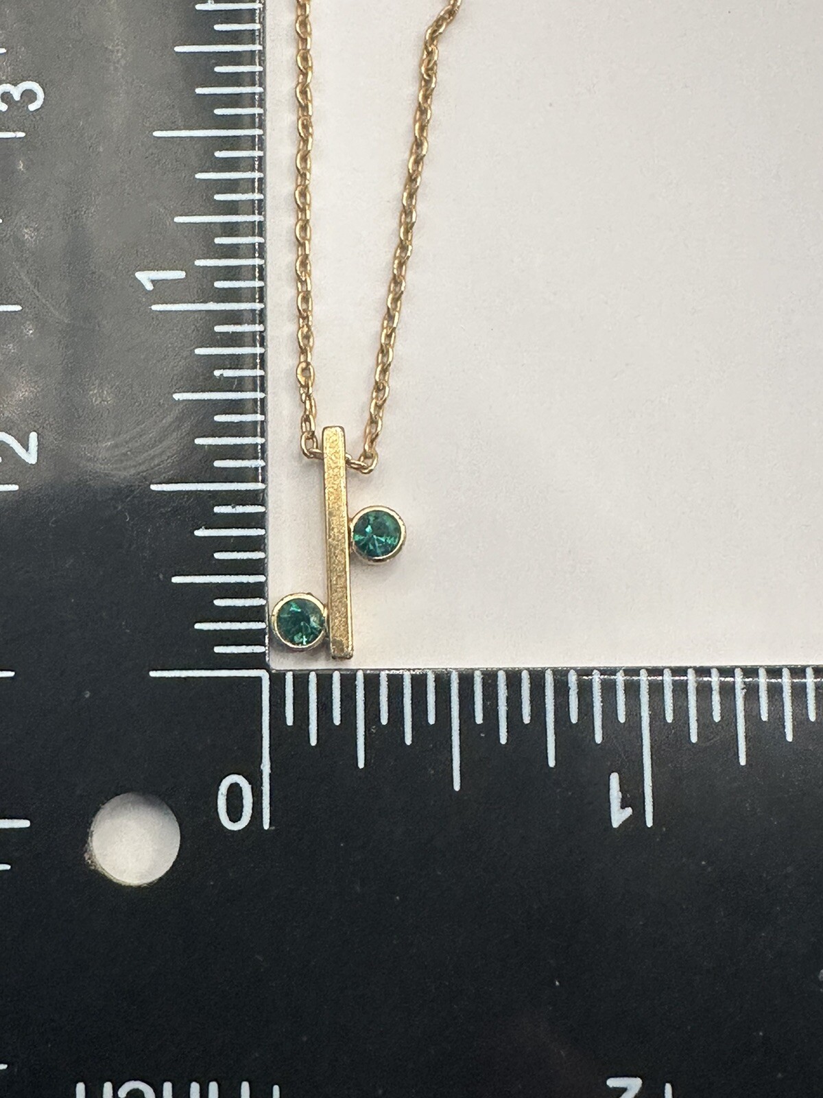 Vintage Crown Trifari Jewels Gold Birthstone Necklace MAY EMERALD Minimalist 70s