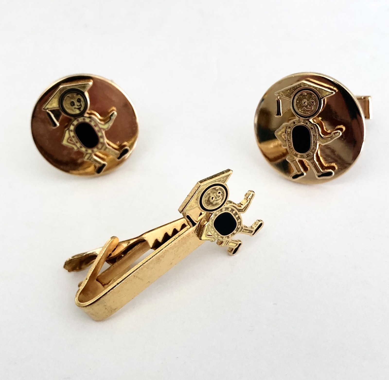 Lot of Vintage Tie Bar Clips Anson Swank Cufflinks Theatre Drama Comedy Tragedy