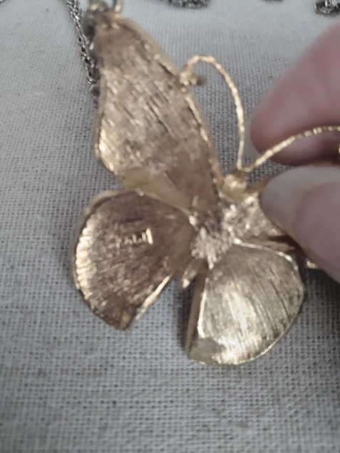 Vintage JJ Signed Colorful Metal Enamel Finish Butterfly Necklace