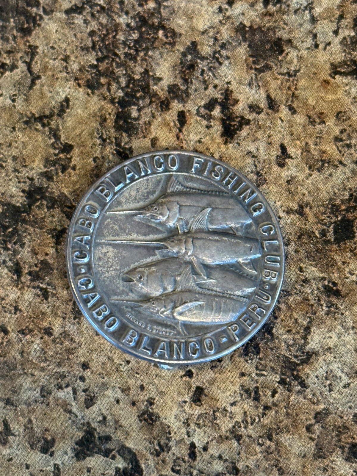 Cabo Blanco Fishing Club Membership medallion sterling silver pin