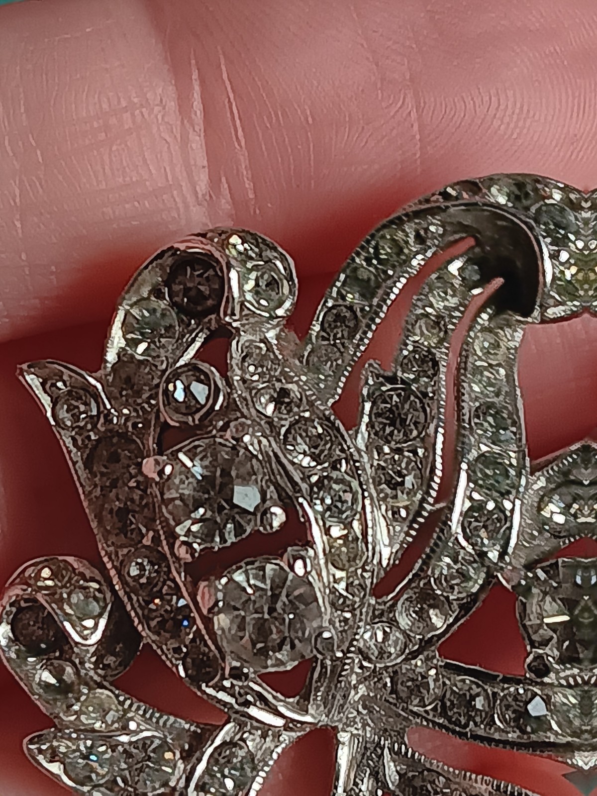 Vintage Dorsons Clear Rhinestone Silver-Tone Brooch Convertible Pendant 1940s