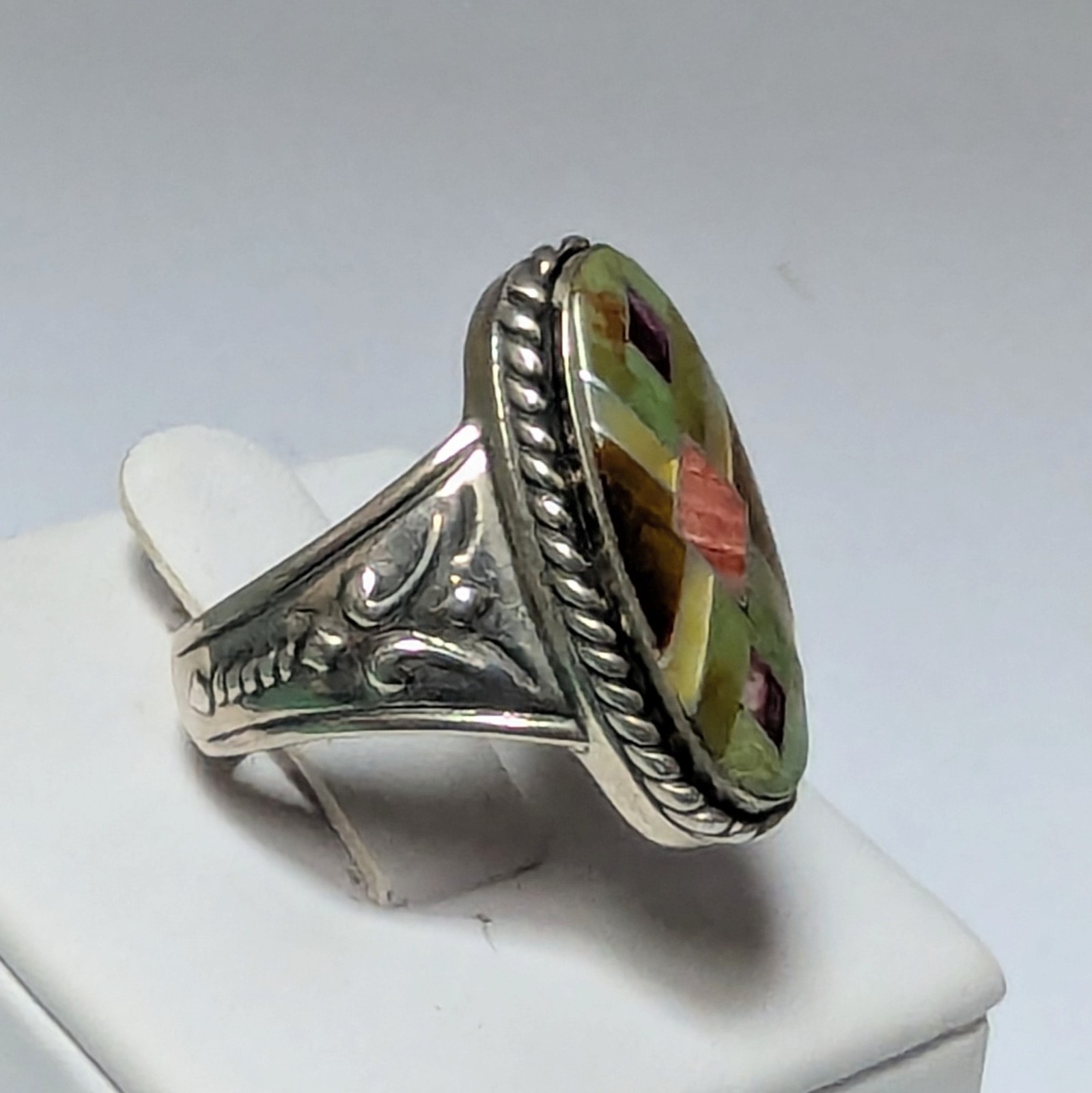 Carolyn Pollack Relios Sterling Silver Inlay Gemstone Ring 8.75
