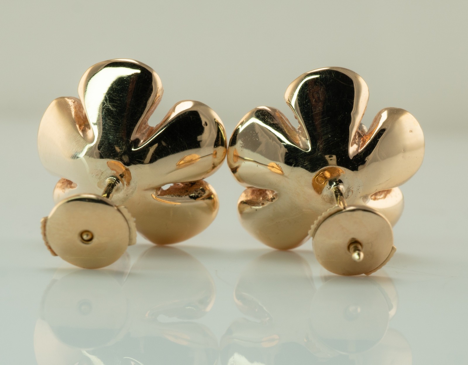Natural Diamond Earrings Flower 14K Gold Studs Floral European cut 1.00 TDW