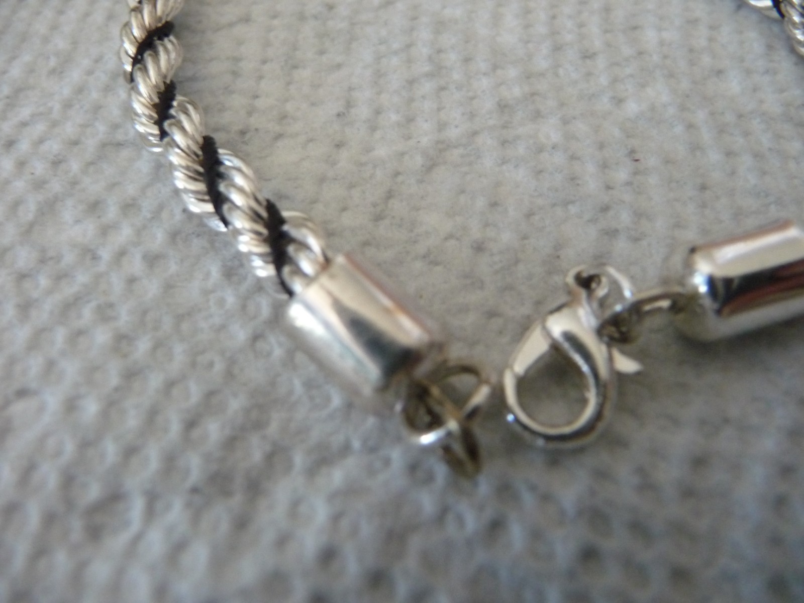 TWISTED SILVER TONE CHAIN W BLACK WRAPPED CORD 7” L 1/4” W BRADCELET #28/5
