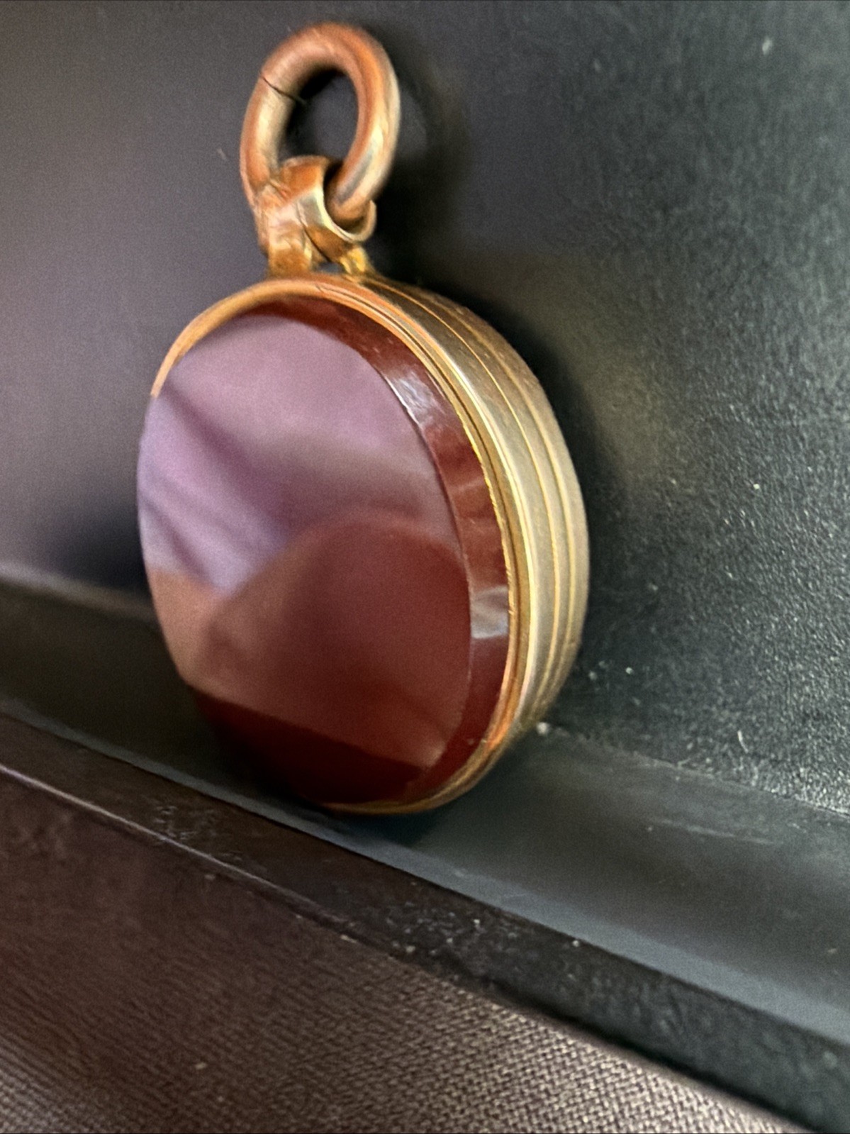 Victorian 9.3g Heavy Solid 9ct Gold Patented Locket Pendant Bloodstone Chip