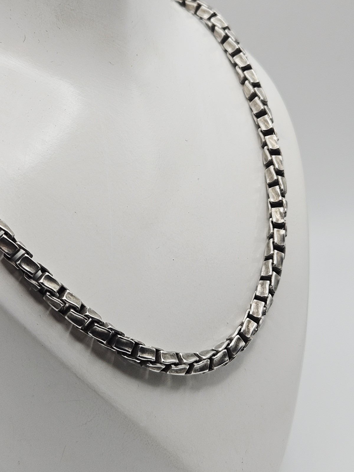 PGDA Italy Sterling Silver Vintage Twisted Box 3.5mm Chain Necklace 27″