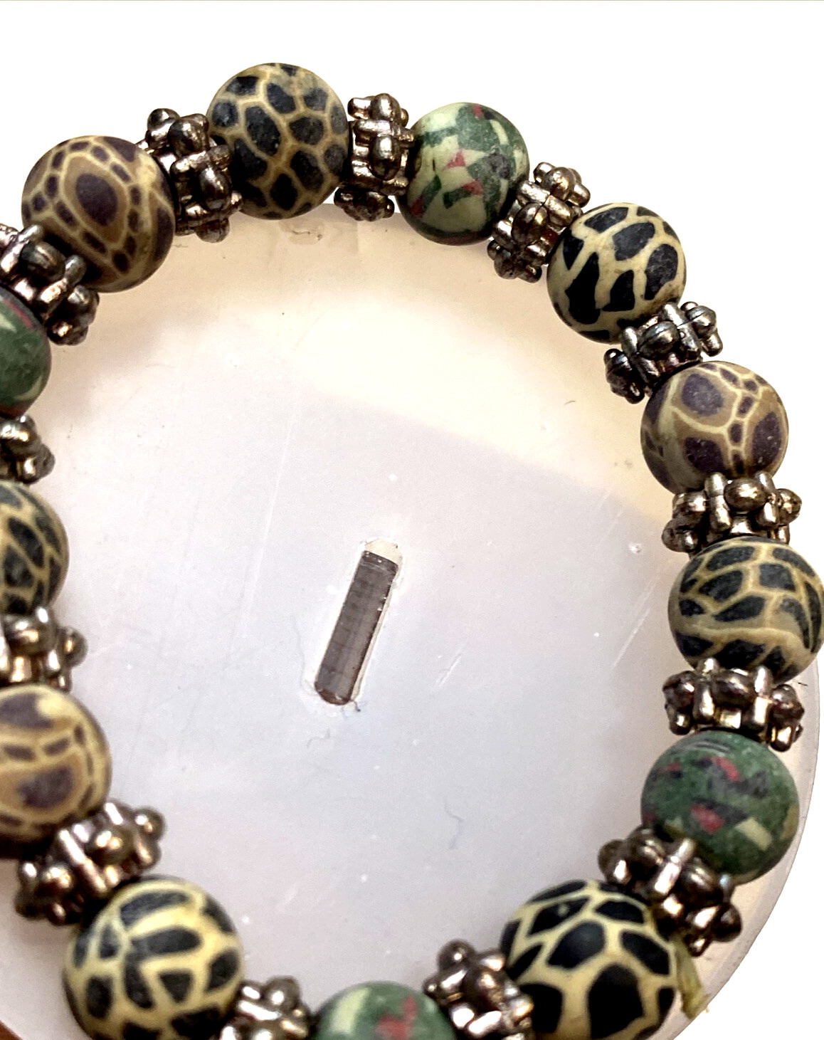 Charm Stretch Beaded Bracelet 7 Silver Heather