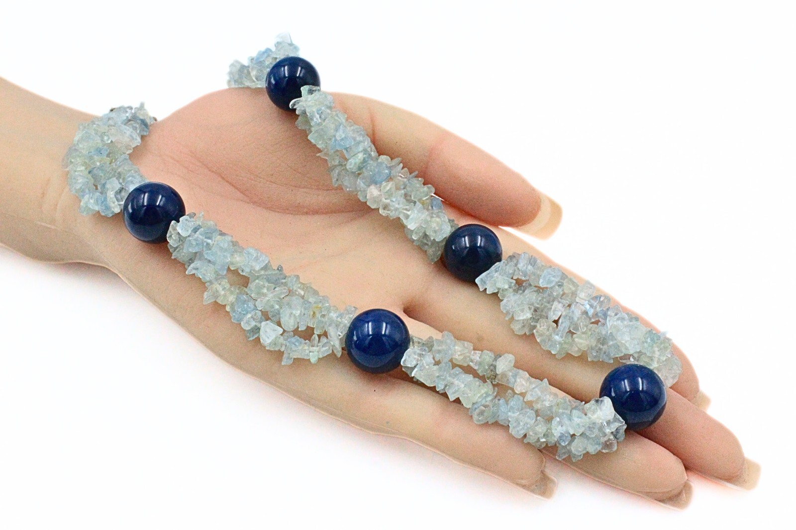 Summer Beach HSN Aquamarine Glass Multi Strand Beaded Necklace