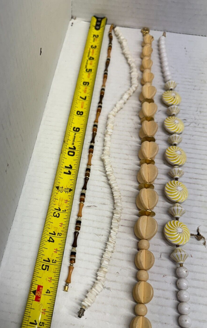Vintage Art Deco Acrylic Shell Necklace 18″ JEWELRY LOT White Yellow Beige 4X