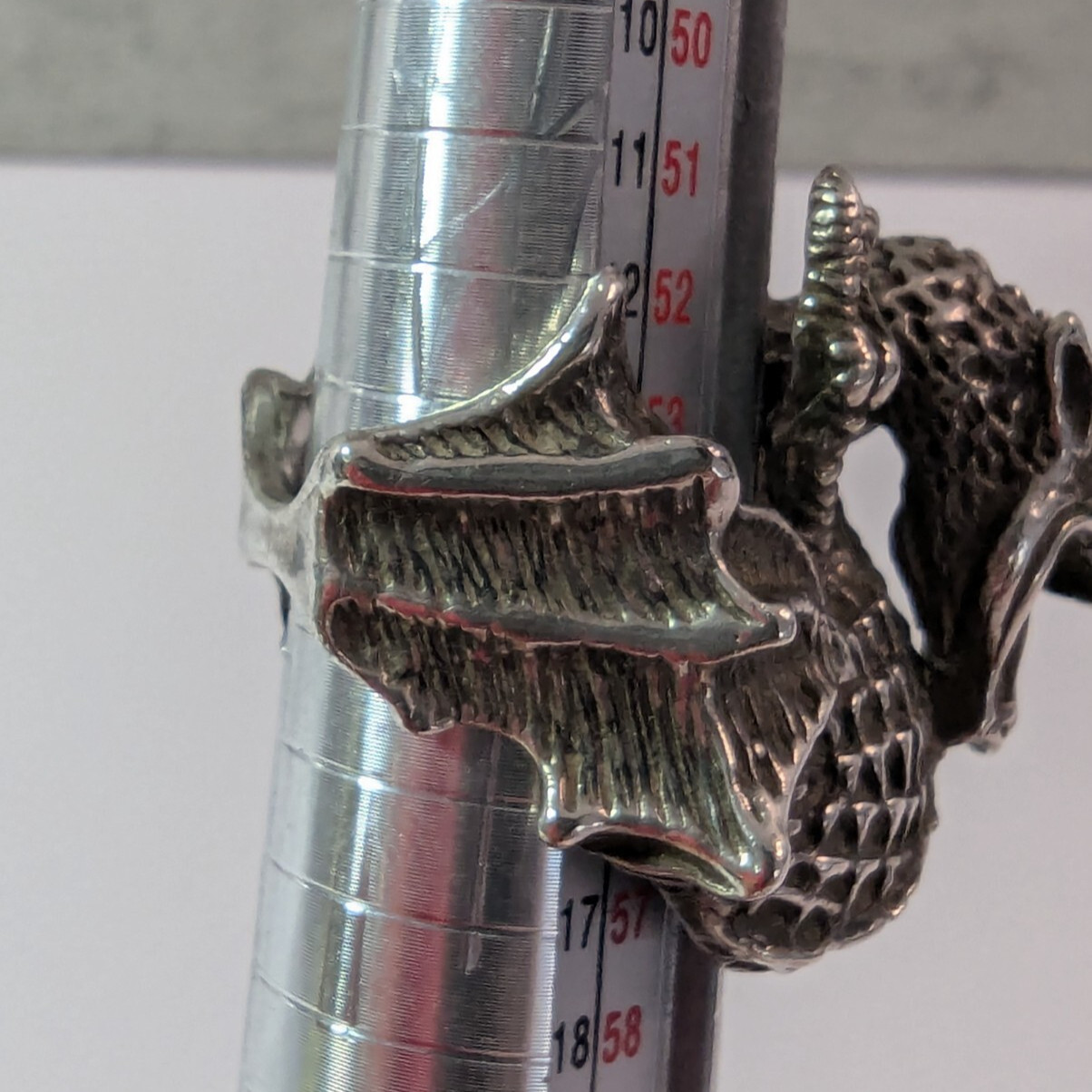 Vintage Pewter or Silver Flying Dragon Biker Ring Size 7