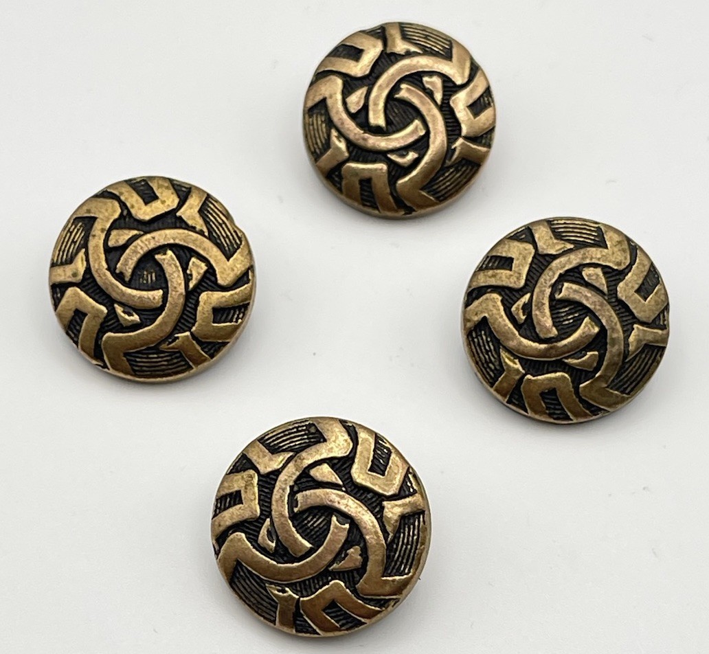 Antique Lot of 4 Gold Tone Celtic Knot Pin Back Brooch Pins Scottish Irish