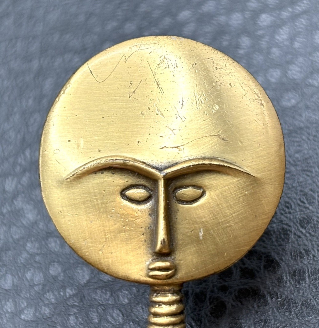 Vtg Signed ALVA Museum Replicas Goldtone Polished FERTILITY GODDESS Pendant