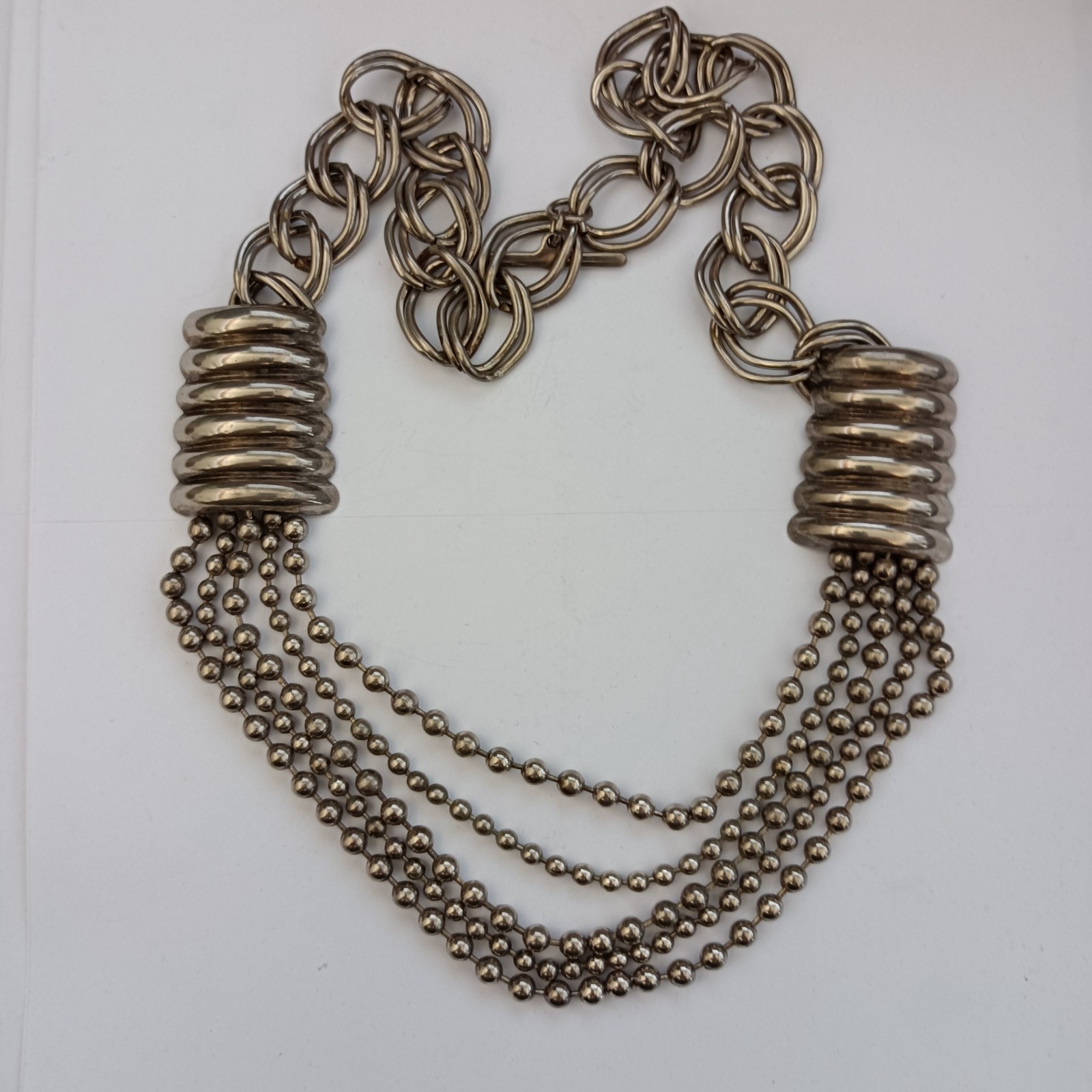 Statement Necklace Coiled Industrial Mechanical Massive Heavy Brutalist Chunky