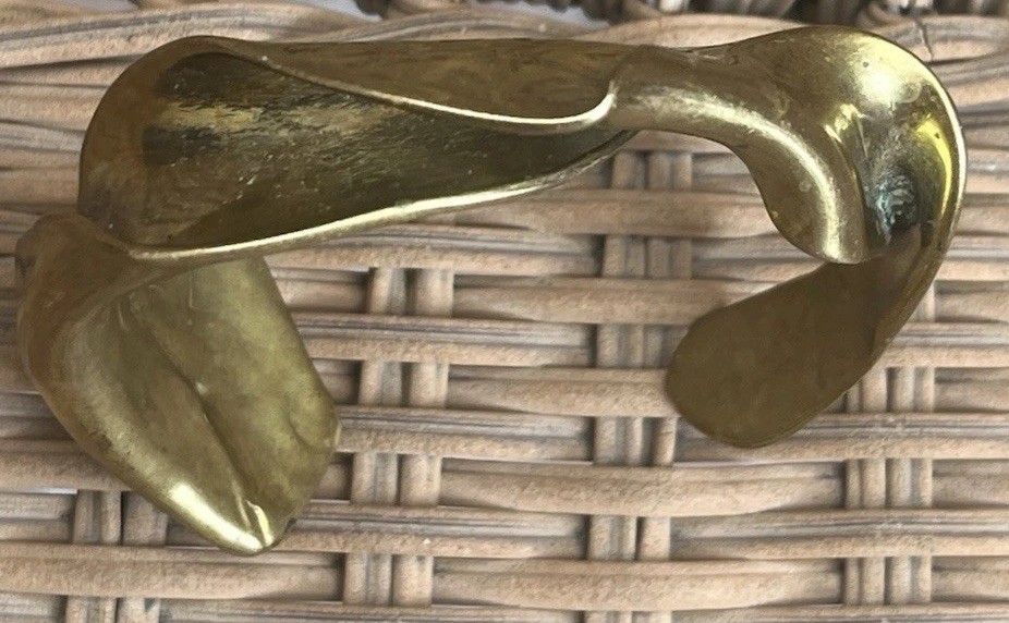 Vintage Modernist Brutalist Molten Sculpted Patina Bronze Thick Cuff Bracelet