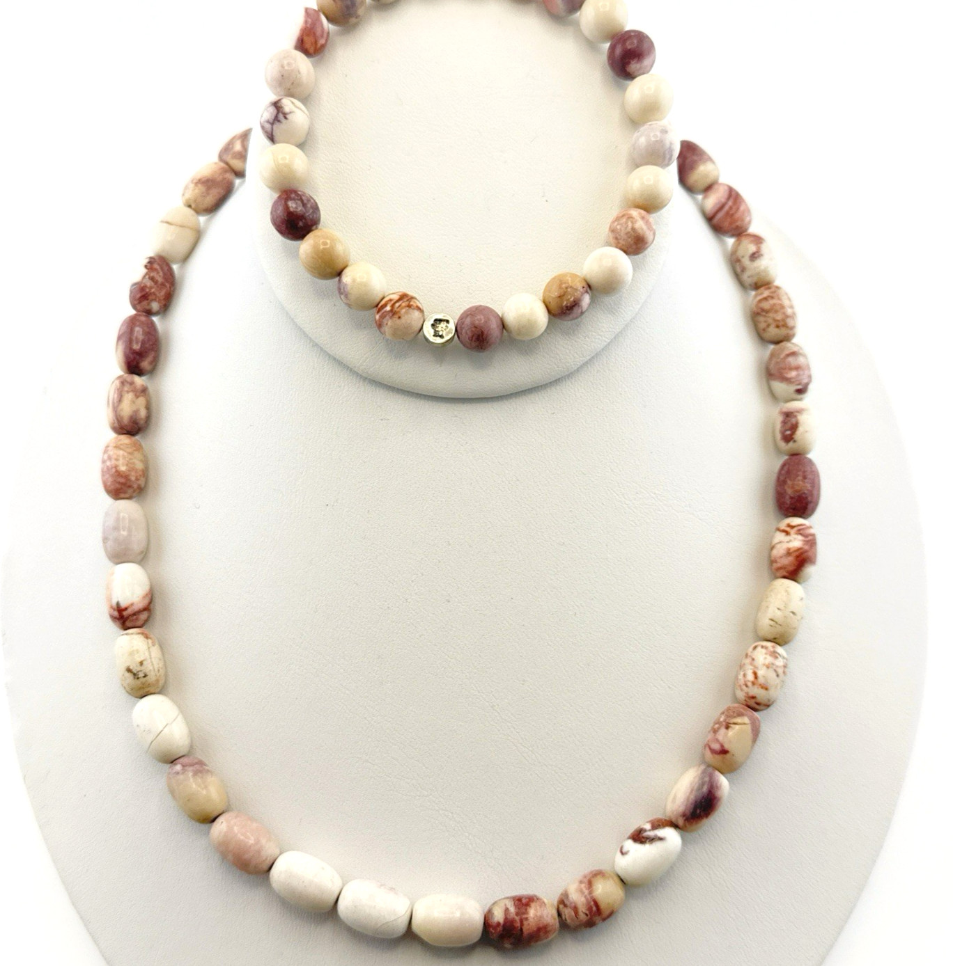 Jay King Necklace Bracelet Set Pink Mauve Stone Beaded Sterling Silver 925 HSN