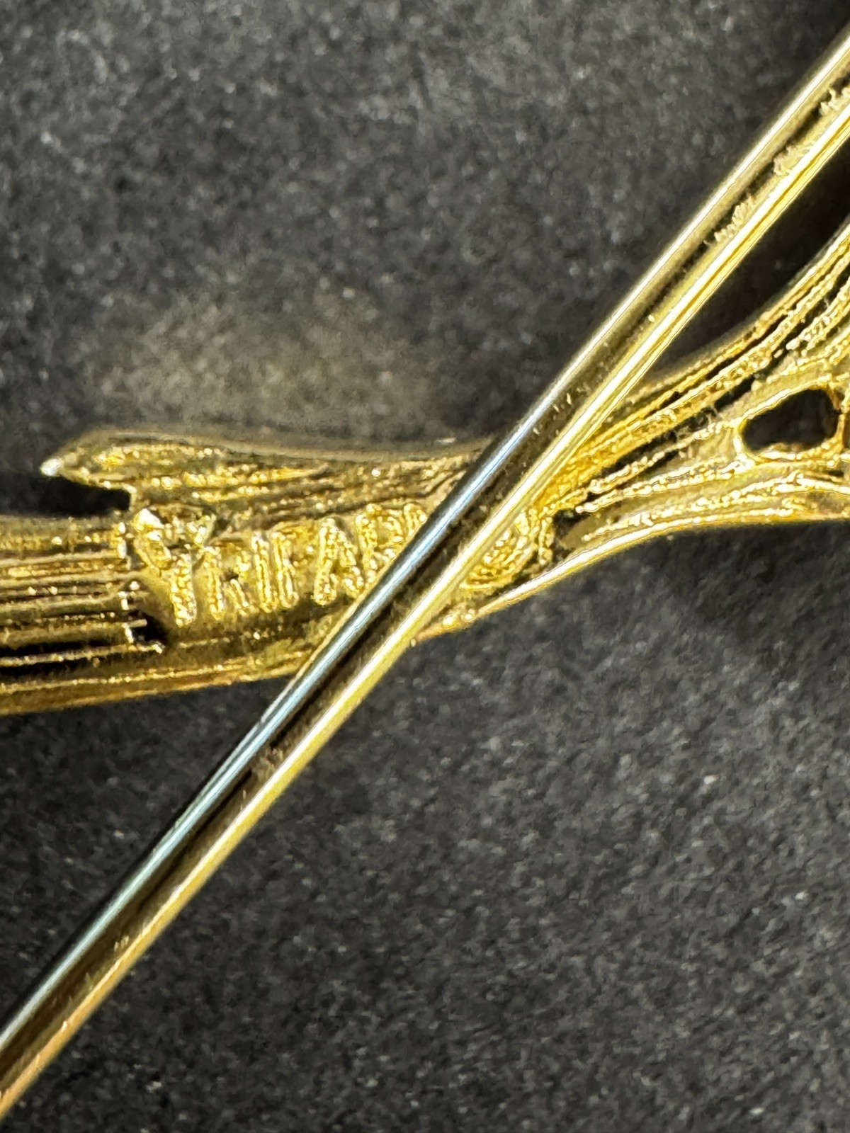 Vintage Crown signed Trifari Wheat Stick Pin – Gold Tone Lapel Pin.