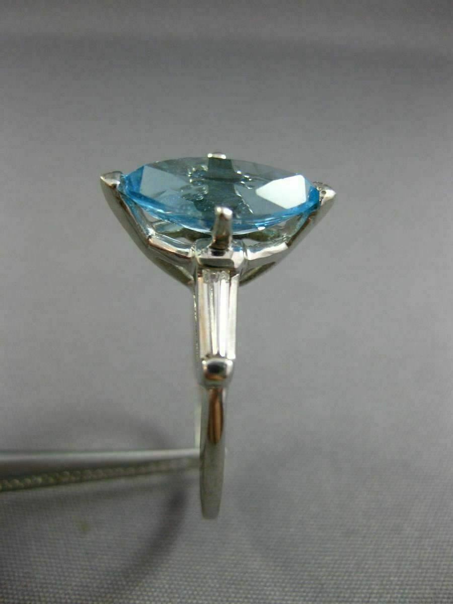ESTATE 2.25CT DIAMOND & AAA BLUE TOPAZ 14K WHITE GOLD 3D 3 STONE ENGAGEMENT RING
