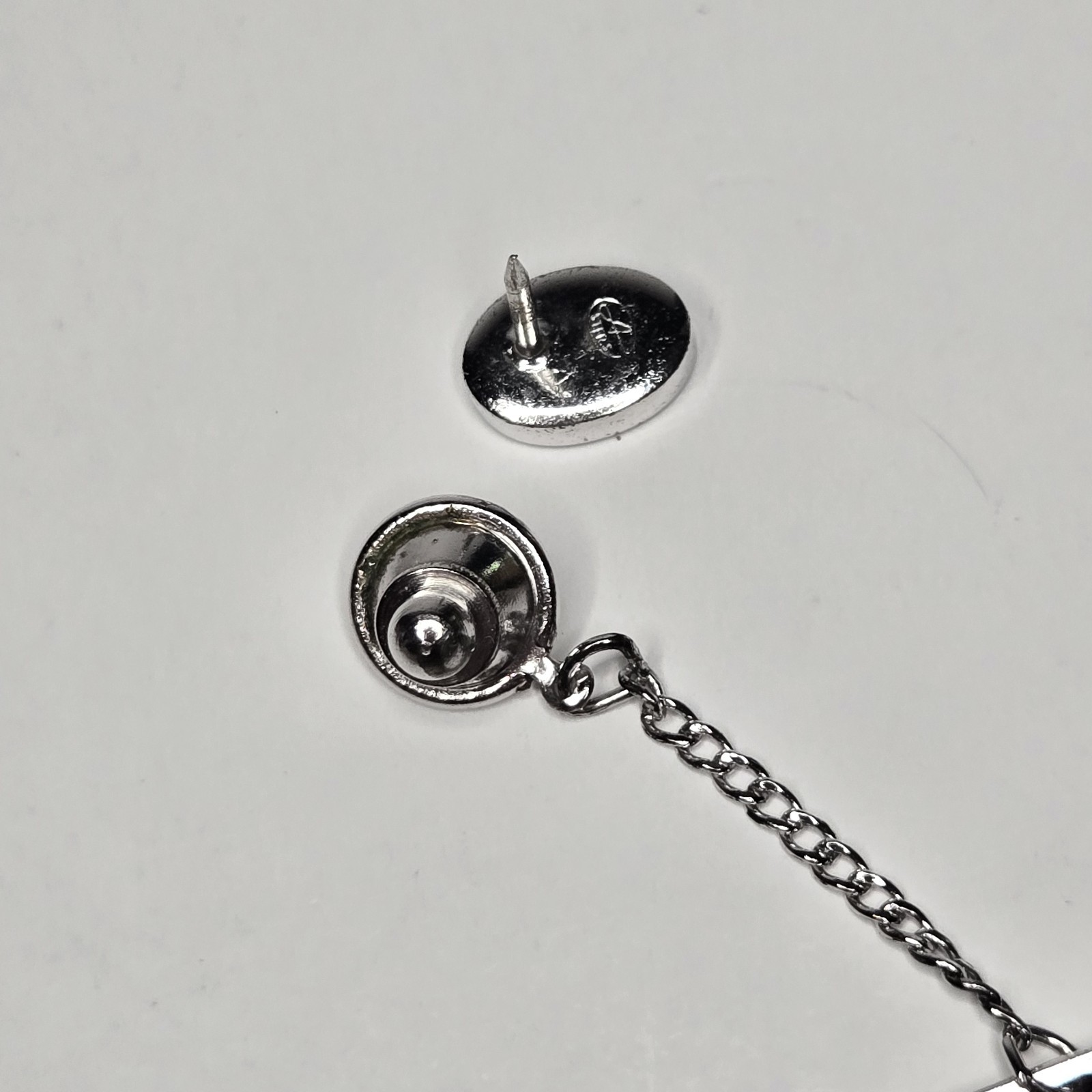Vintage Anson Sterling Silver Tie Tack Modernist Abstract Rhinestone Pin T-Bar