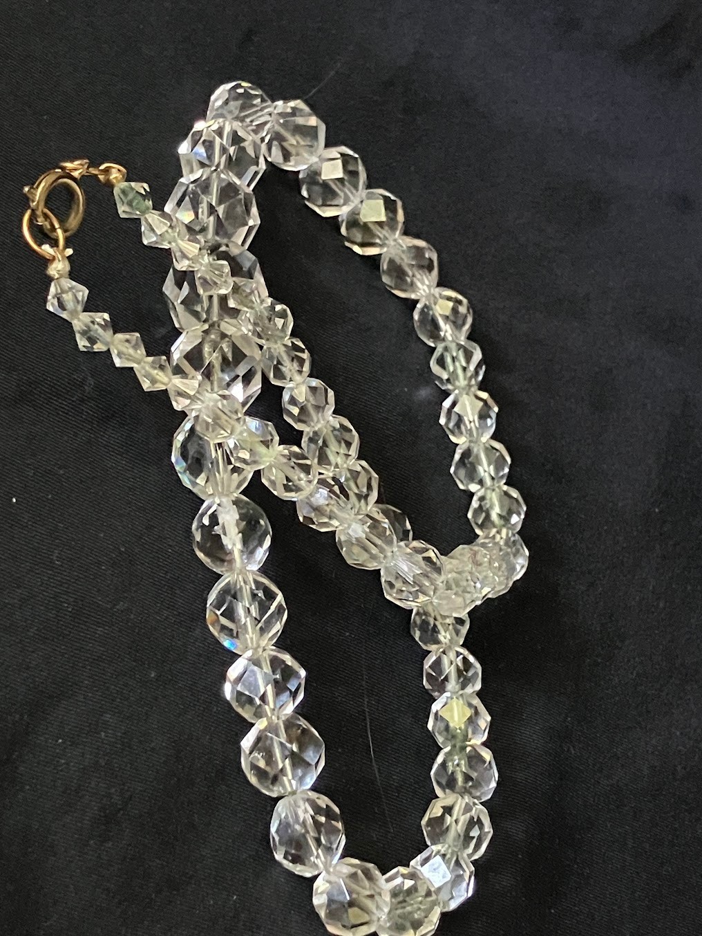Vintage Faceted Crystal Glass Necklace Lot Cones Rounds FOR RESTRINGING UPCYCLE