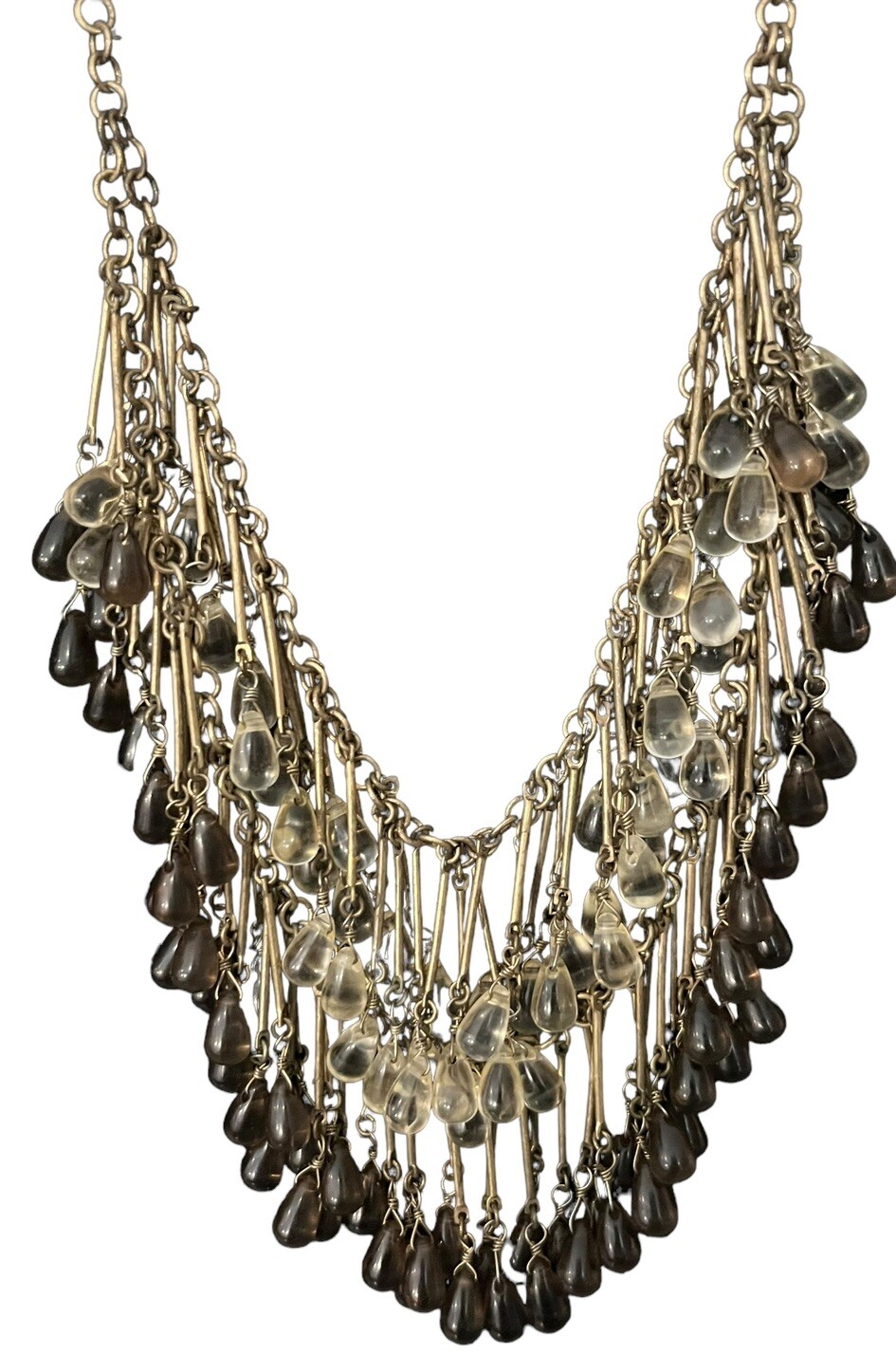 Vintage Coldwater Creek Art Nouveau Gold Tone Tear Drop Necklace Earrings Set