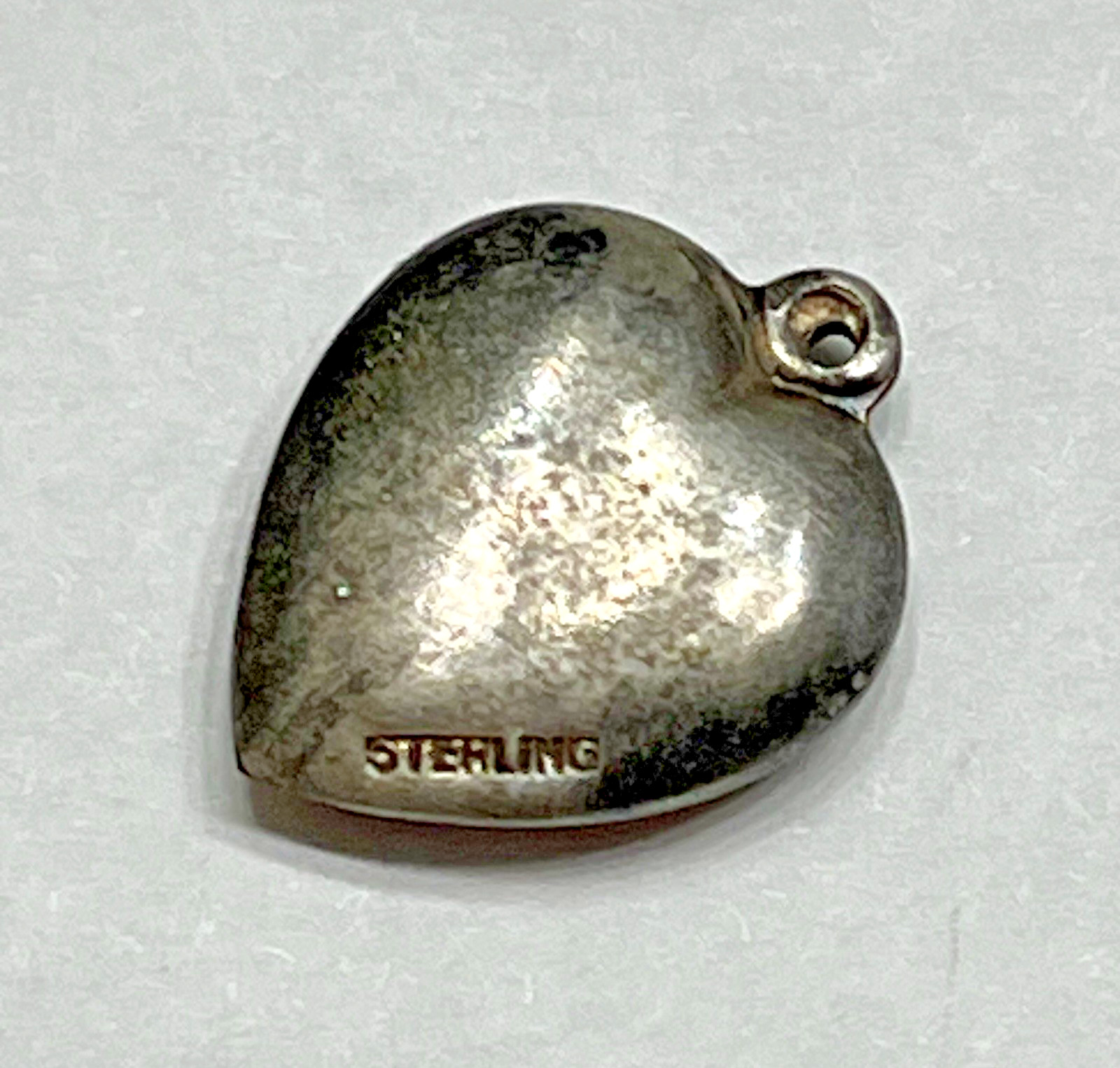Sterling Silver Heart Flower Charm Puffy Enamel Pansy 925 Vintage Stamped Red US