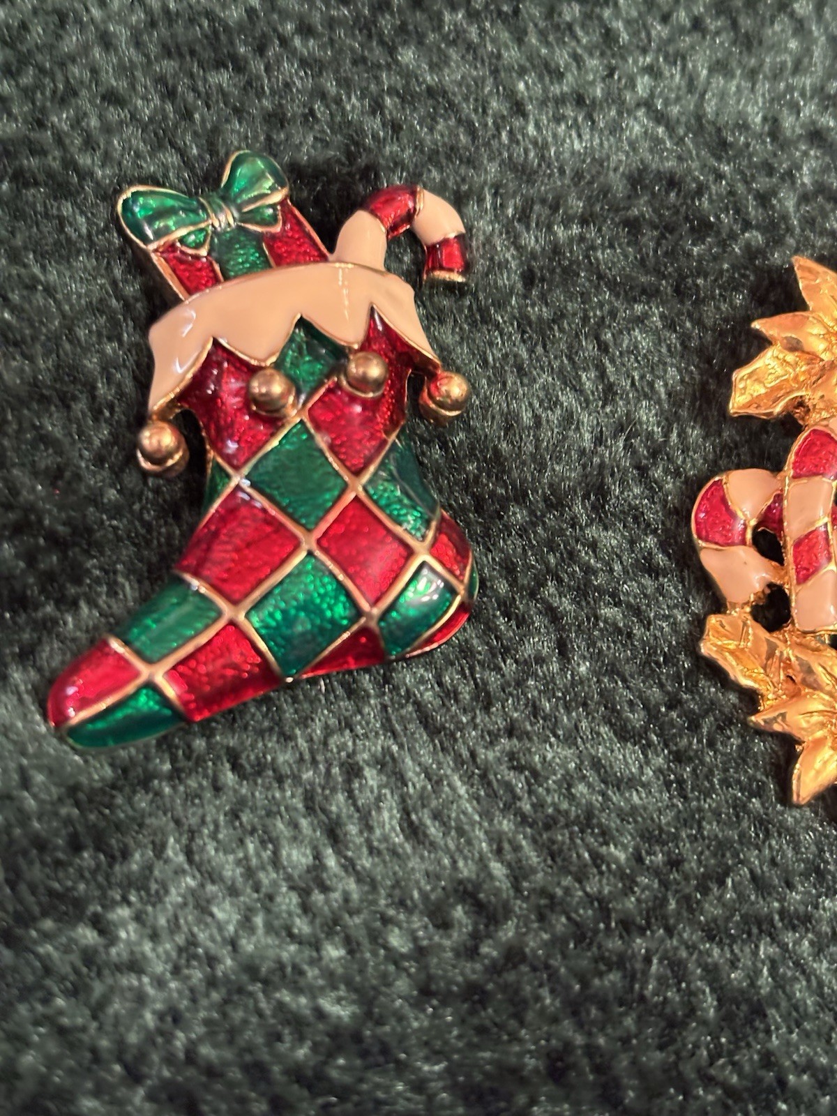 Vtg Collection Of 9 Christmas Pin/Brooches Gold Plate Enamel Fun World Plastic