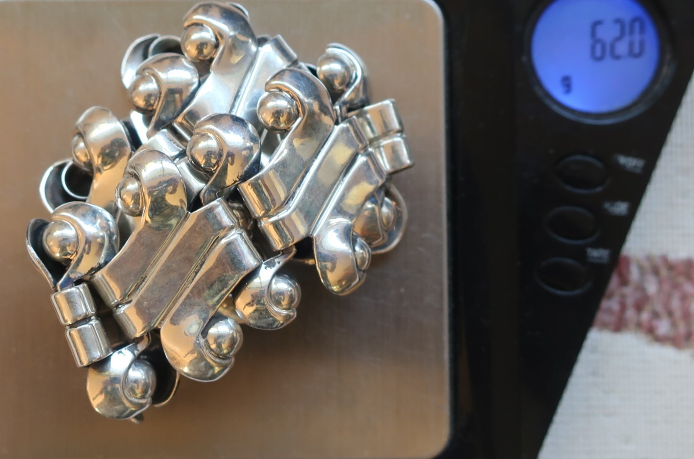 Vintage Mexican ATI 925 Silver Hinged Panel Link Bracelet Spratling inspired 62