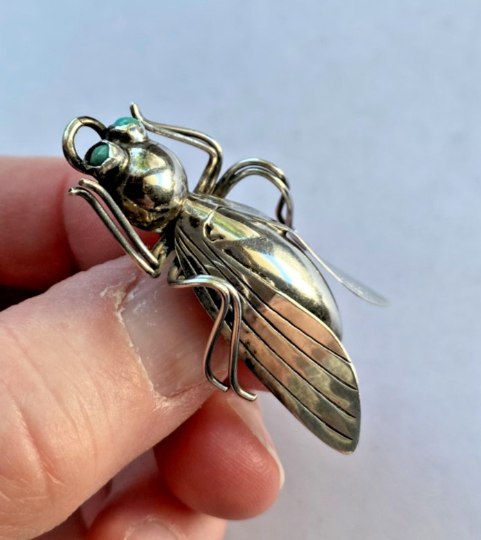 Vintage Sterling Silver Signed Taxco 925 Insect Bug Pin Brooch 1.75 Inches Long