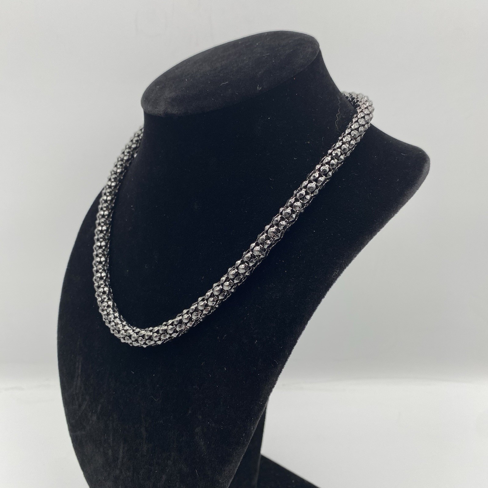 Black Gun Metal Snake Rope Chain Necklace 17″ Lobster Claw Clasp