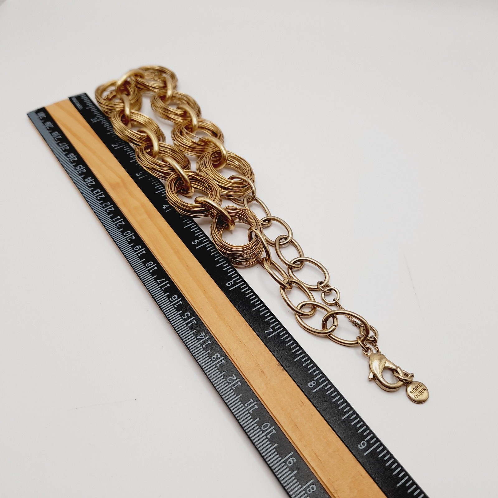 Sigrid Olsen Gold Tone Necklace Chunky Wire Wrap Link 19 Inch