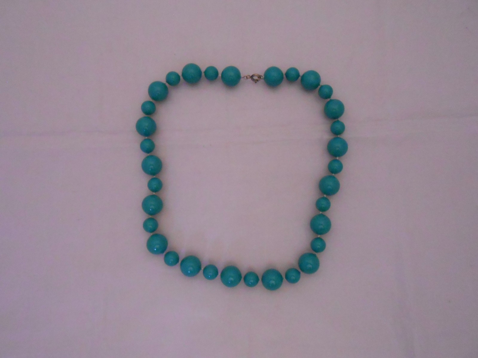 Vintage Turquoise Round Beaded Necklace, Spring Clasp, Retro, Women’s, Jewelry